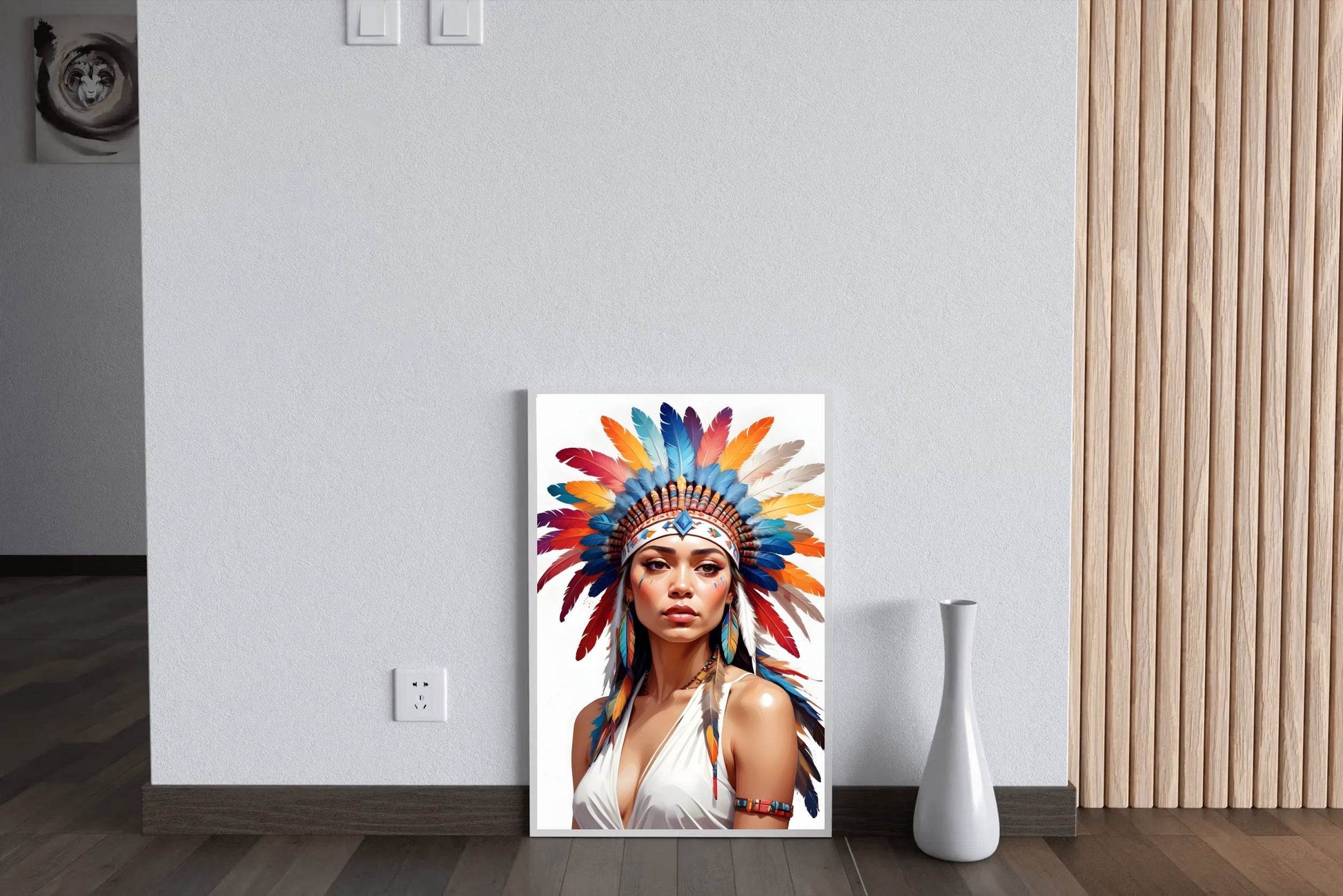 Lady Native American in White Dress Wall Art - beink online art store