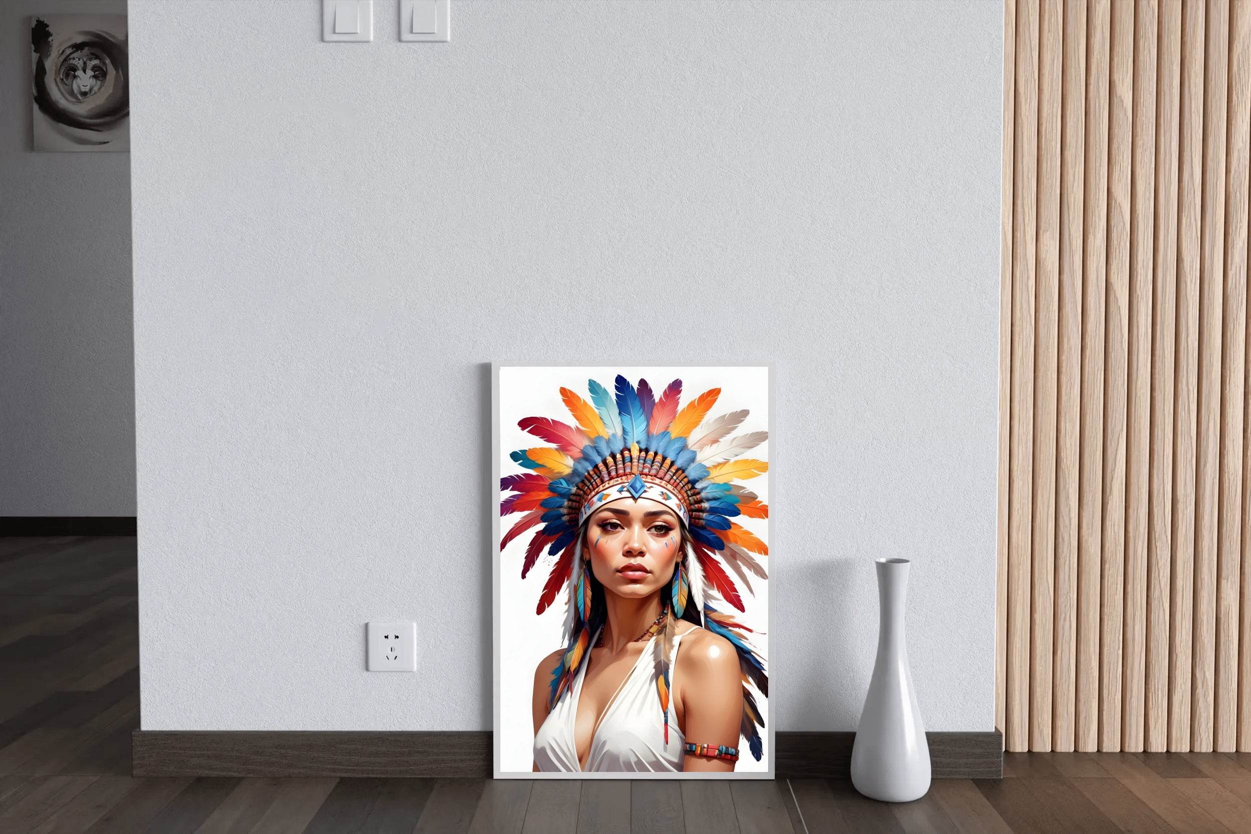 Lady Native American in White Dress Wall Art - beink online art store
