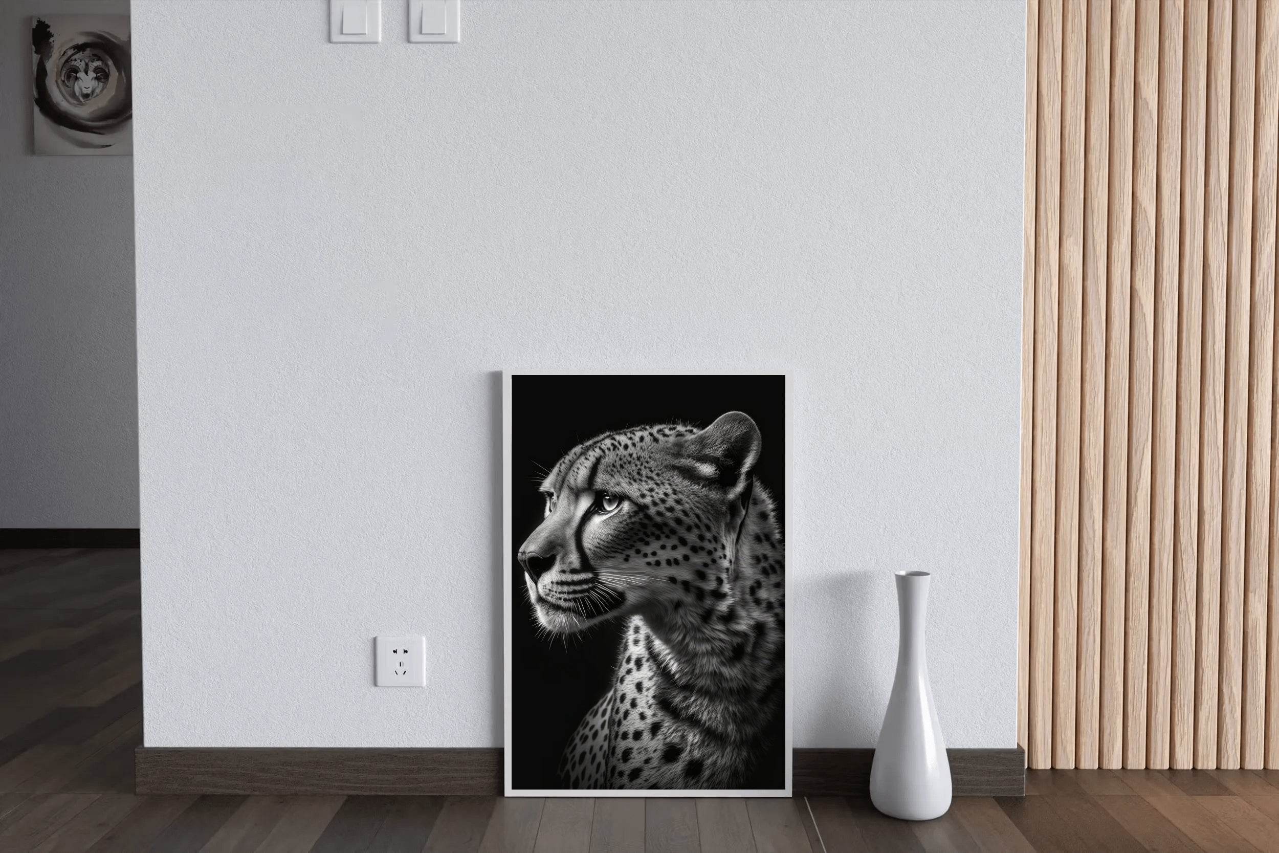 South African Cheetah Black & White Wall Art - beink online art store