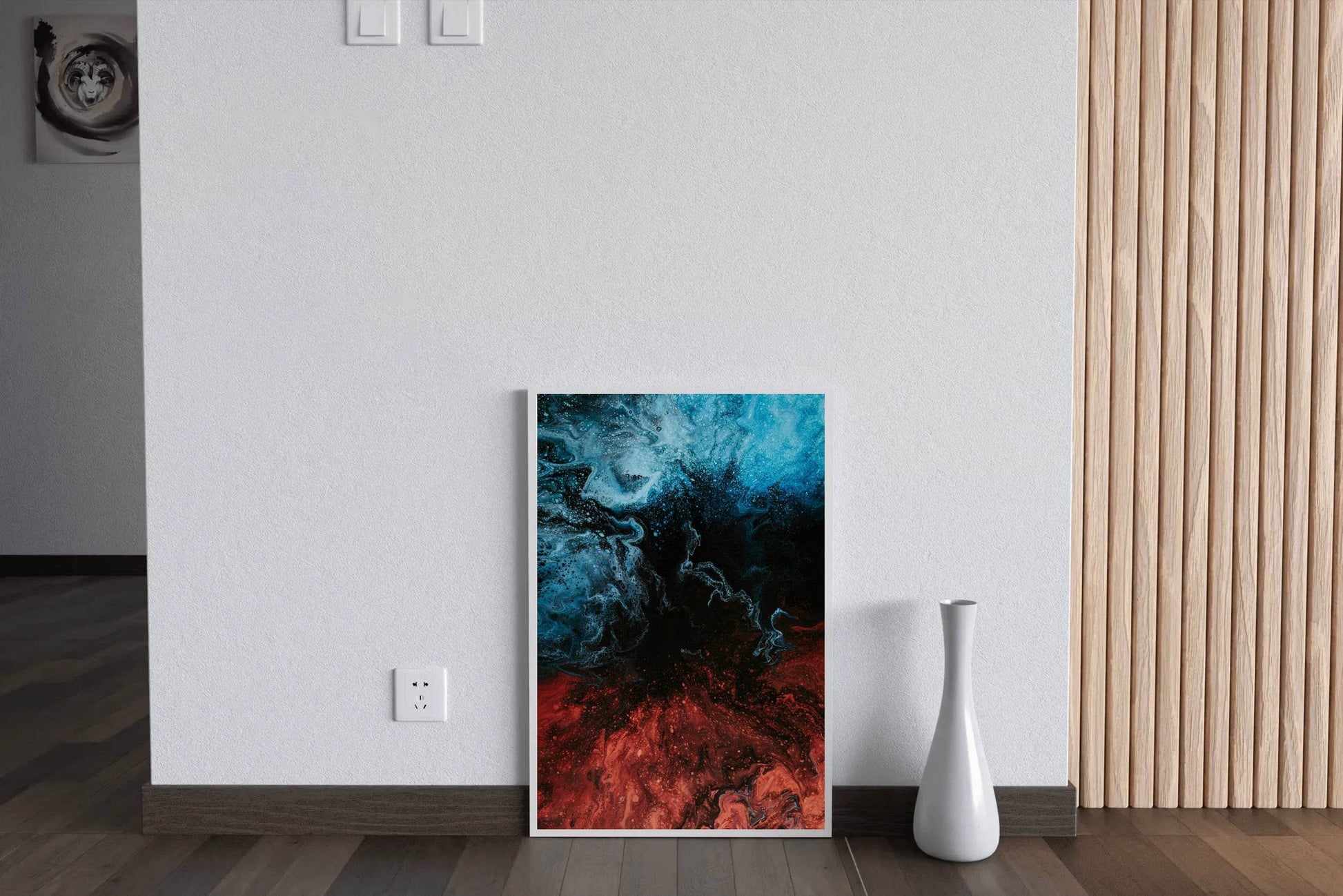 Blue and Red Water Color Liquid Abstract Wall Art - beink online art store