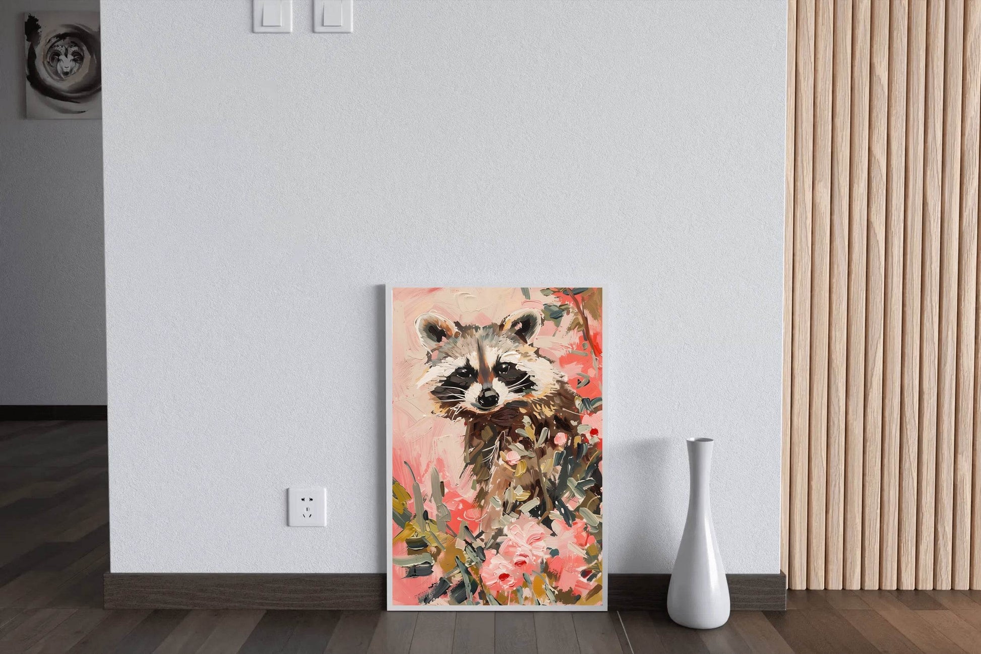 Watercolor Brush Strokes Raccoon Painting - beink online art store