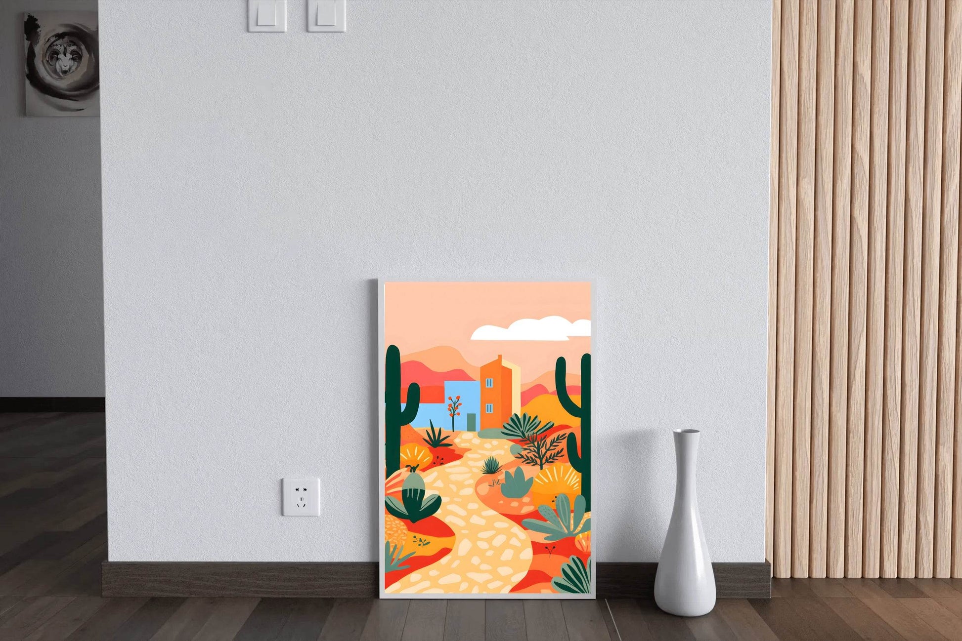 Colorful Village Desert Road Painting Art - beink online art store