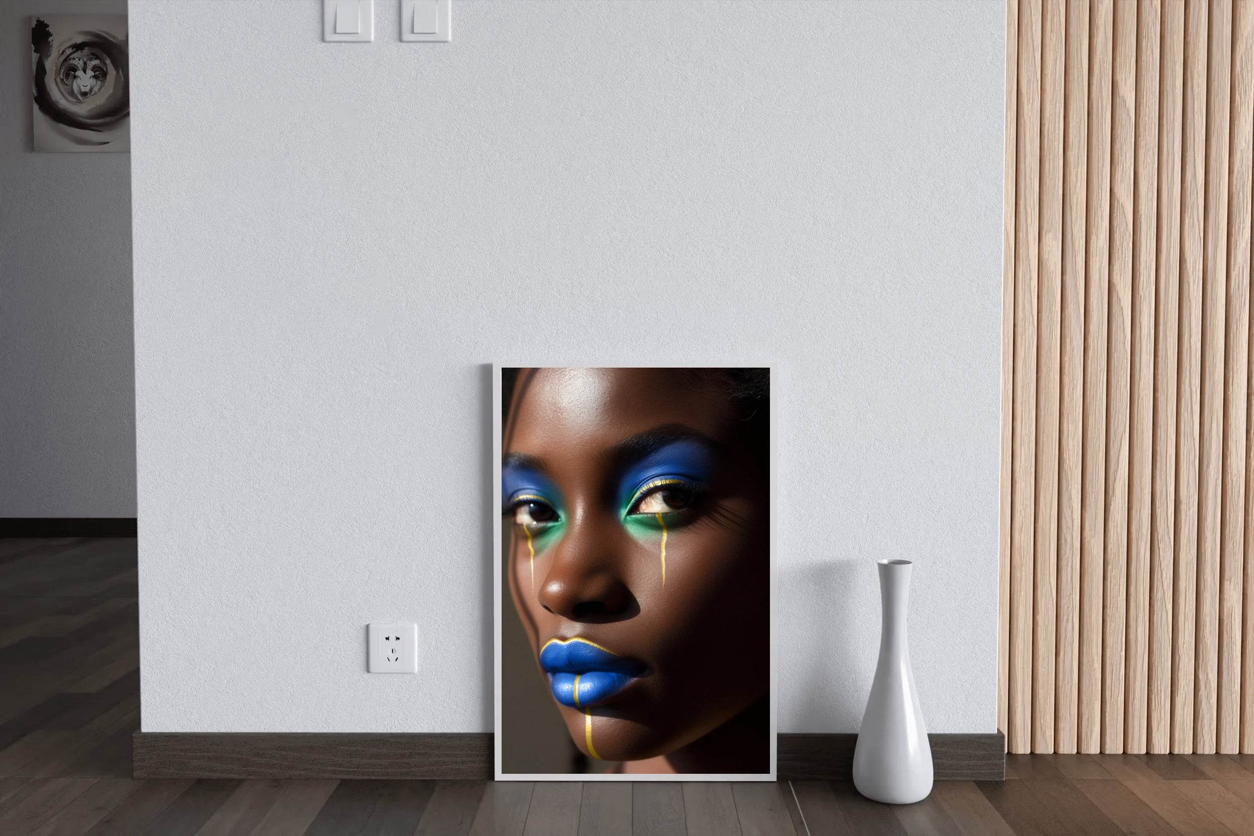 African Women Makeup With Blue Color Wall Art - beink online art store