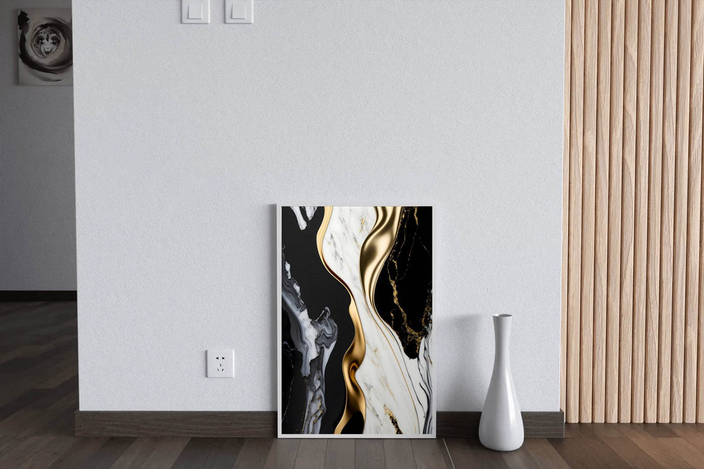 Black White And Gold Mmarble Facade Wall Art - beink online art store