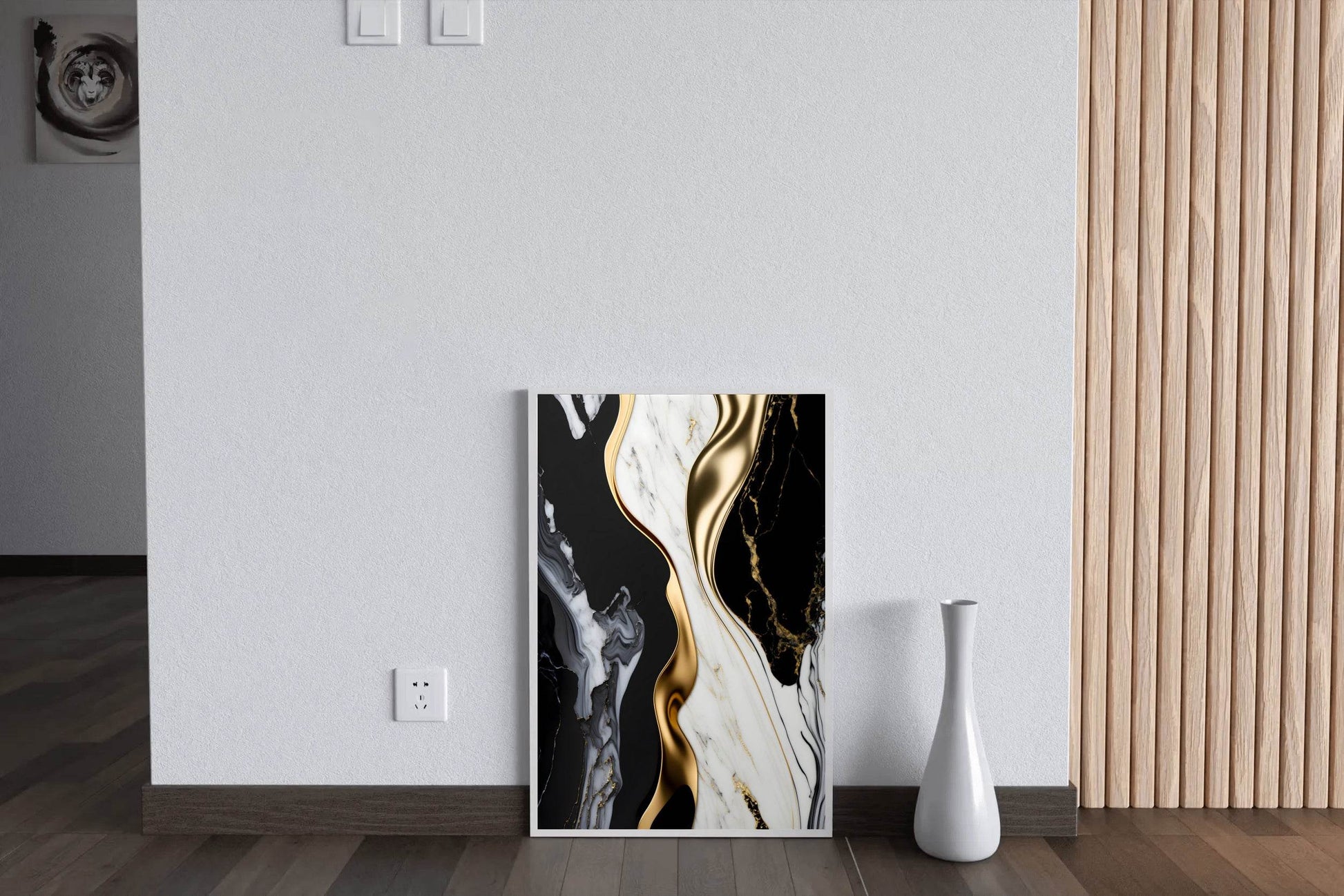 Black White And Gold Mmarble Facade Wall Art - beink online art store