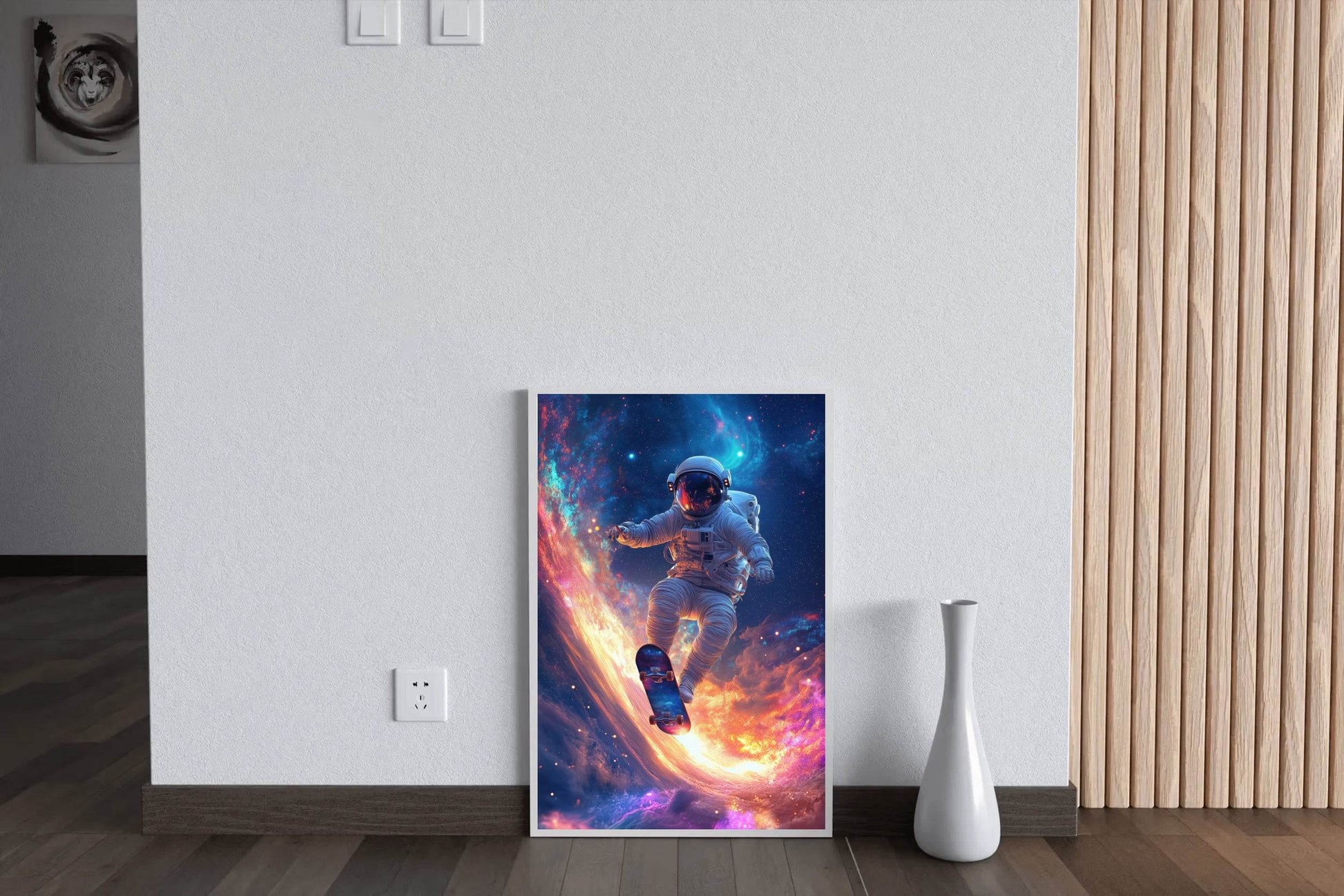 Astronaut Floating Space with skate board - beink online art store