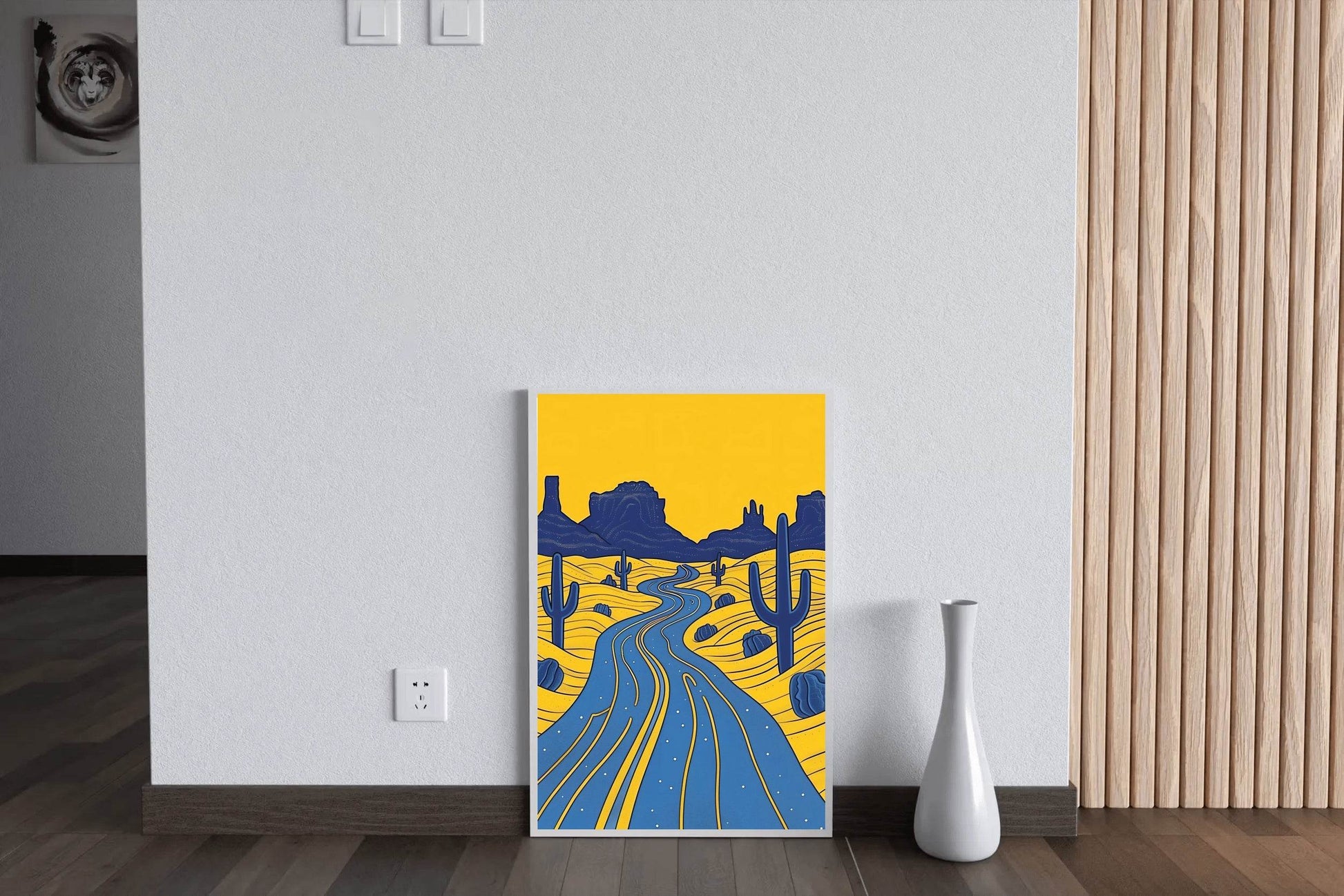 Yellow Desert Landscape With Cactus Wall Art - beink online art store