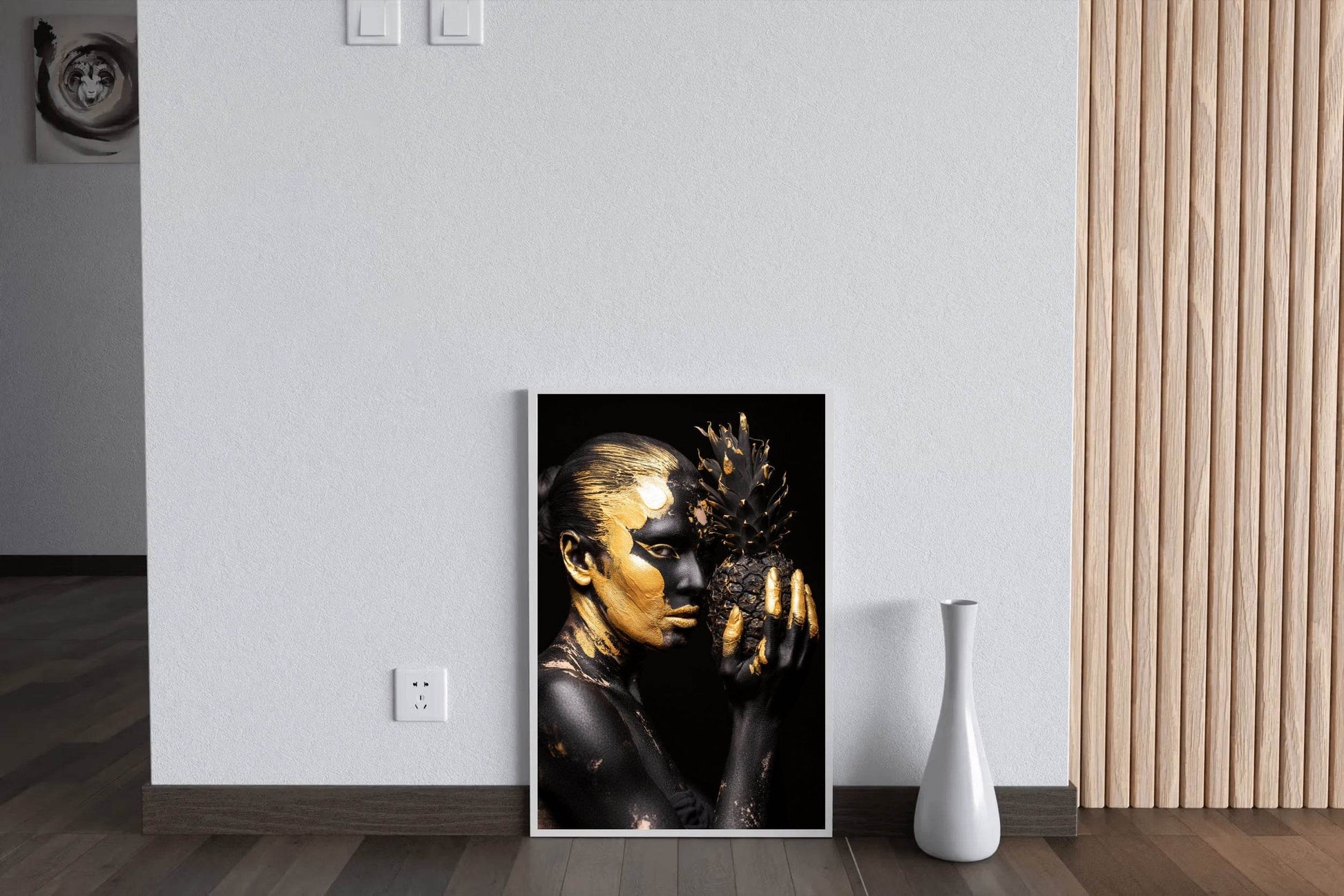 Portrait Young Woman With Golden Color Wall Art - beink online art store