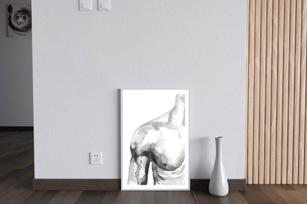 Ink and Watercolor Male Partial Figure Wall Art - beink online art store