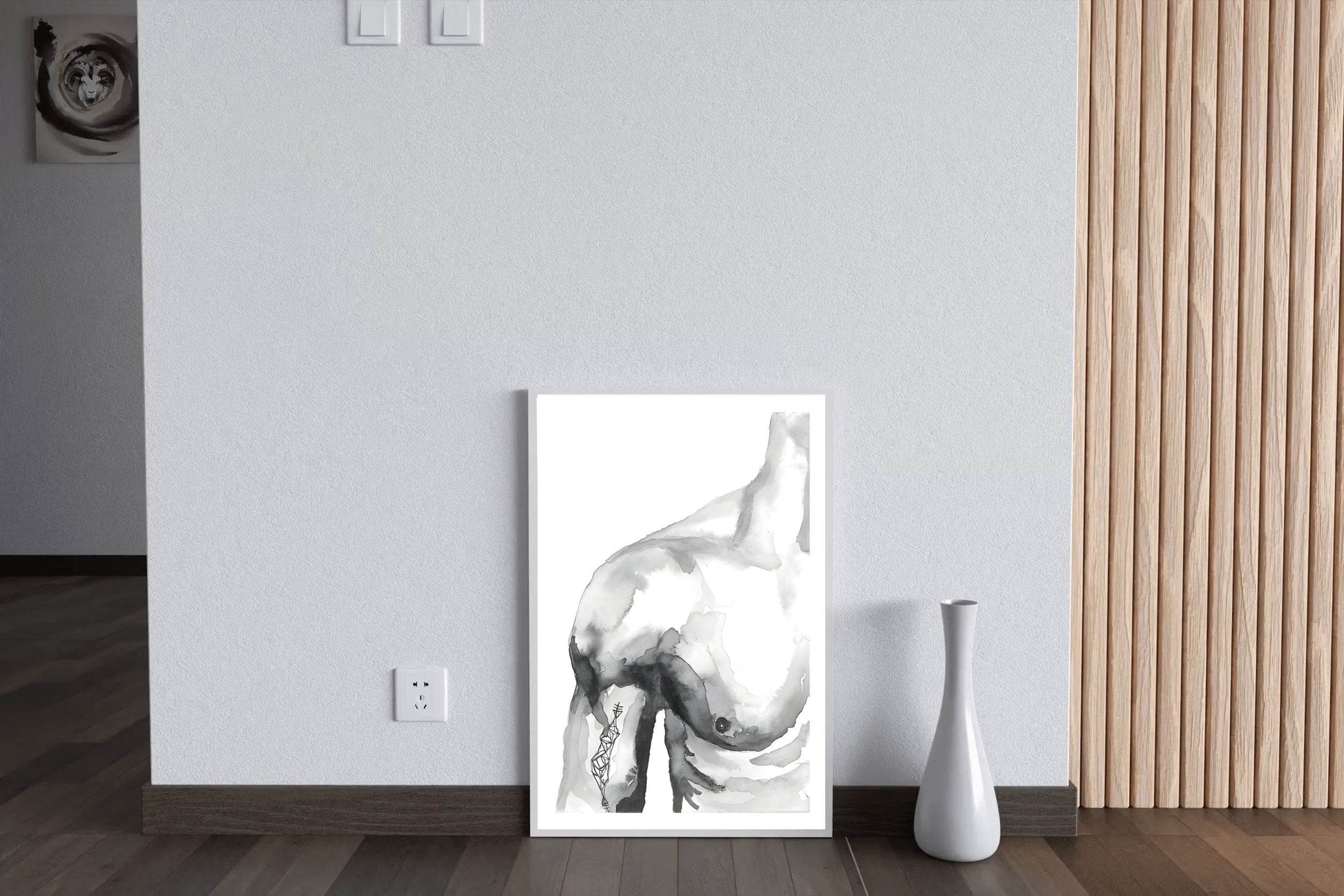 Ink and Watercolor Male Partial Figure Wall Art - beink online art store