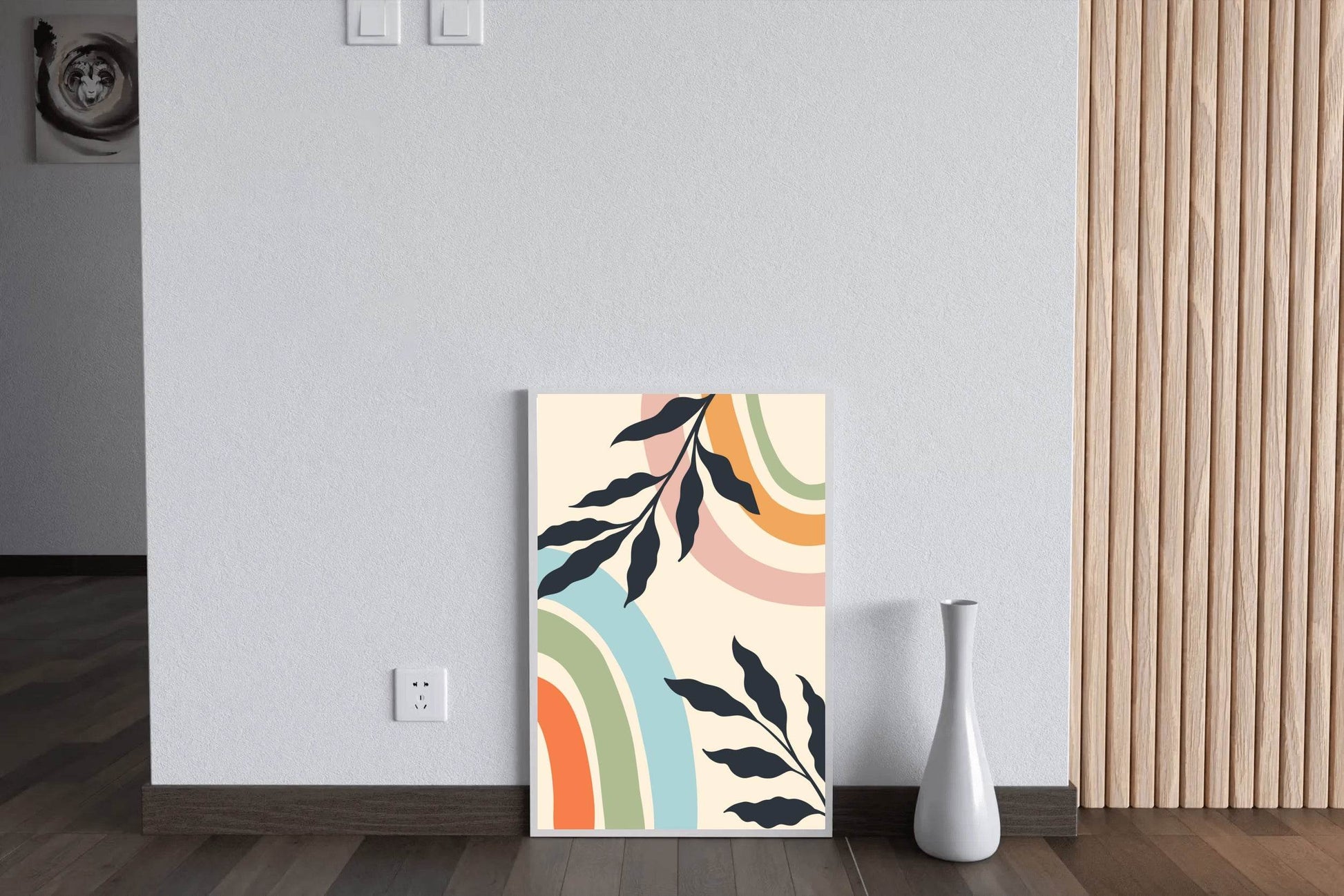 Abstract Rainbow Design Minimalist Leaves ArtWork - beink online art store