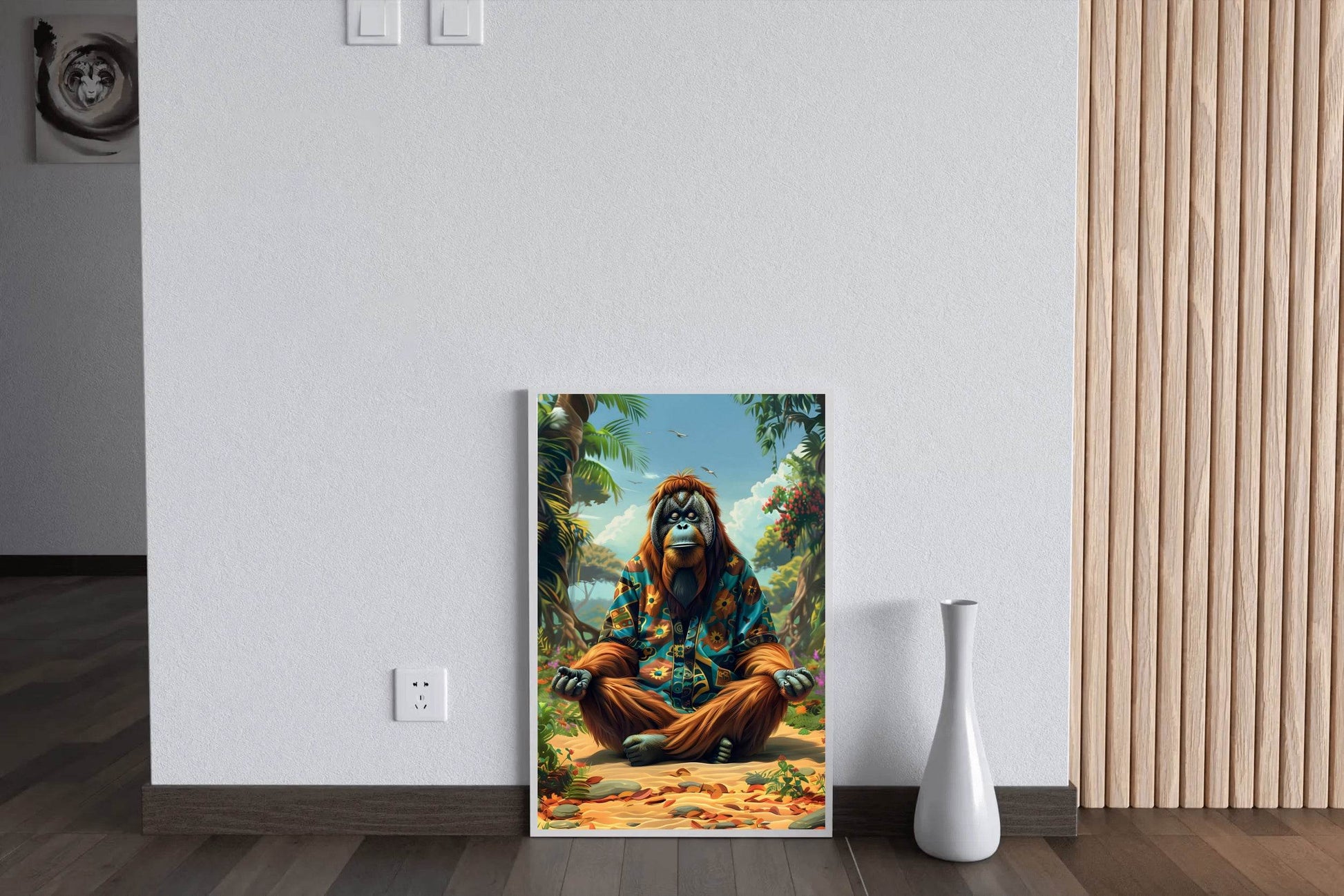 Digital Painting of an Ape Meditating Wall Art - beink online art store