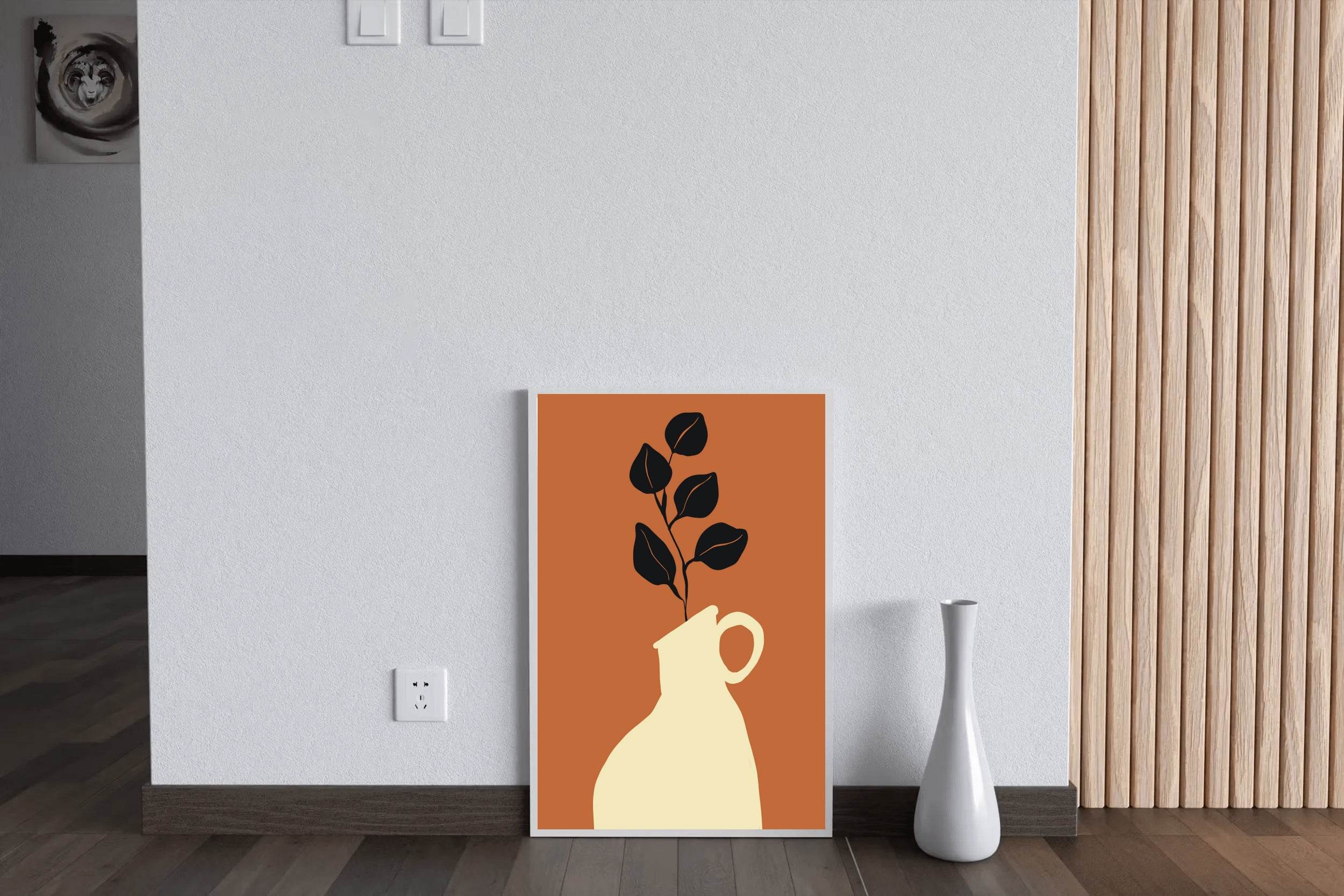 Minimalist Vase Stylized Foliage ArtWork - beink online art store