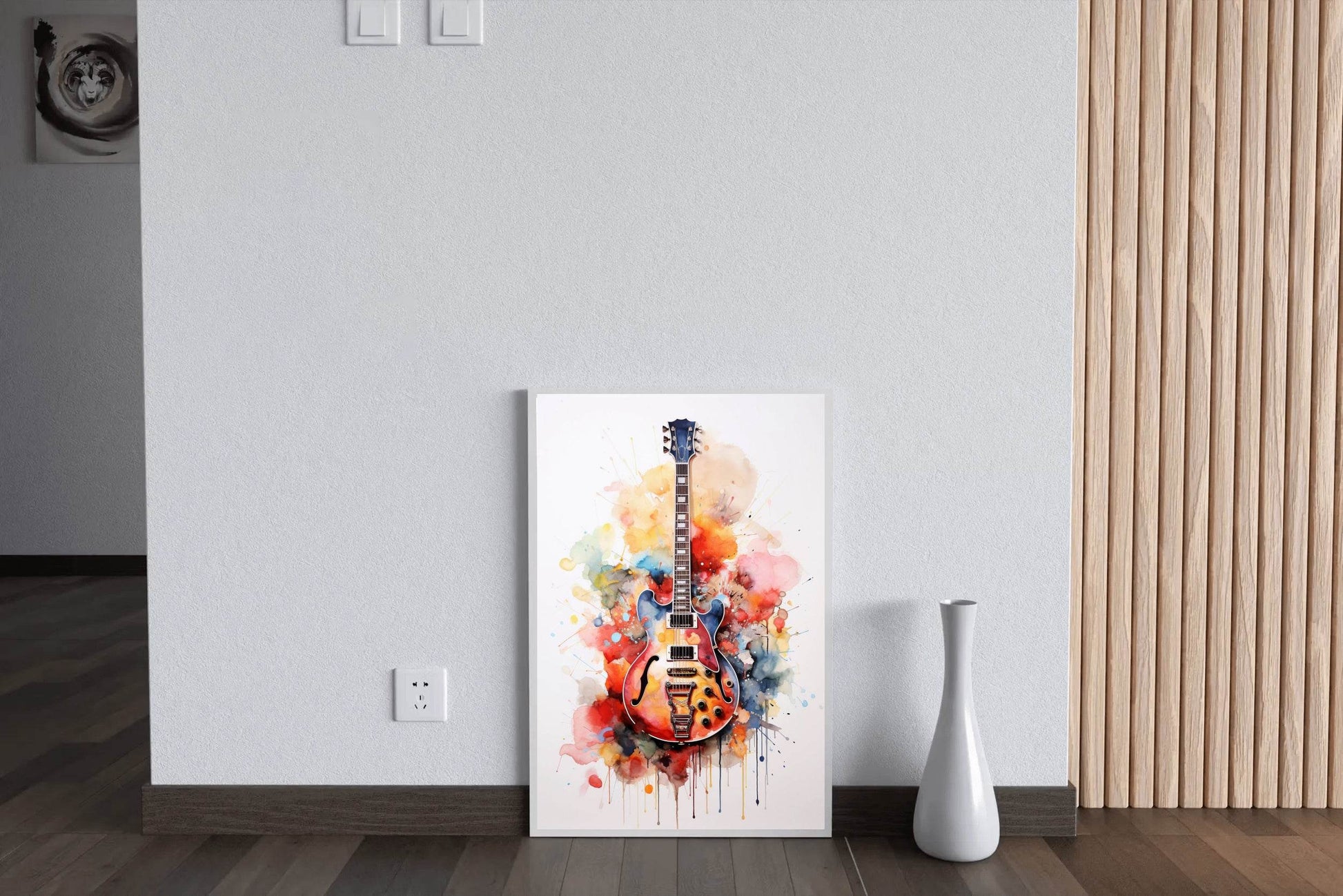 Guitar Painting With Colorful Patterns Wall Art - beink online art store