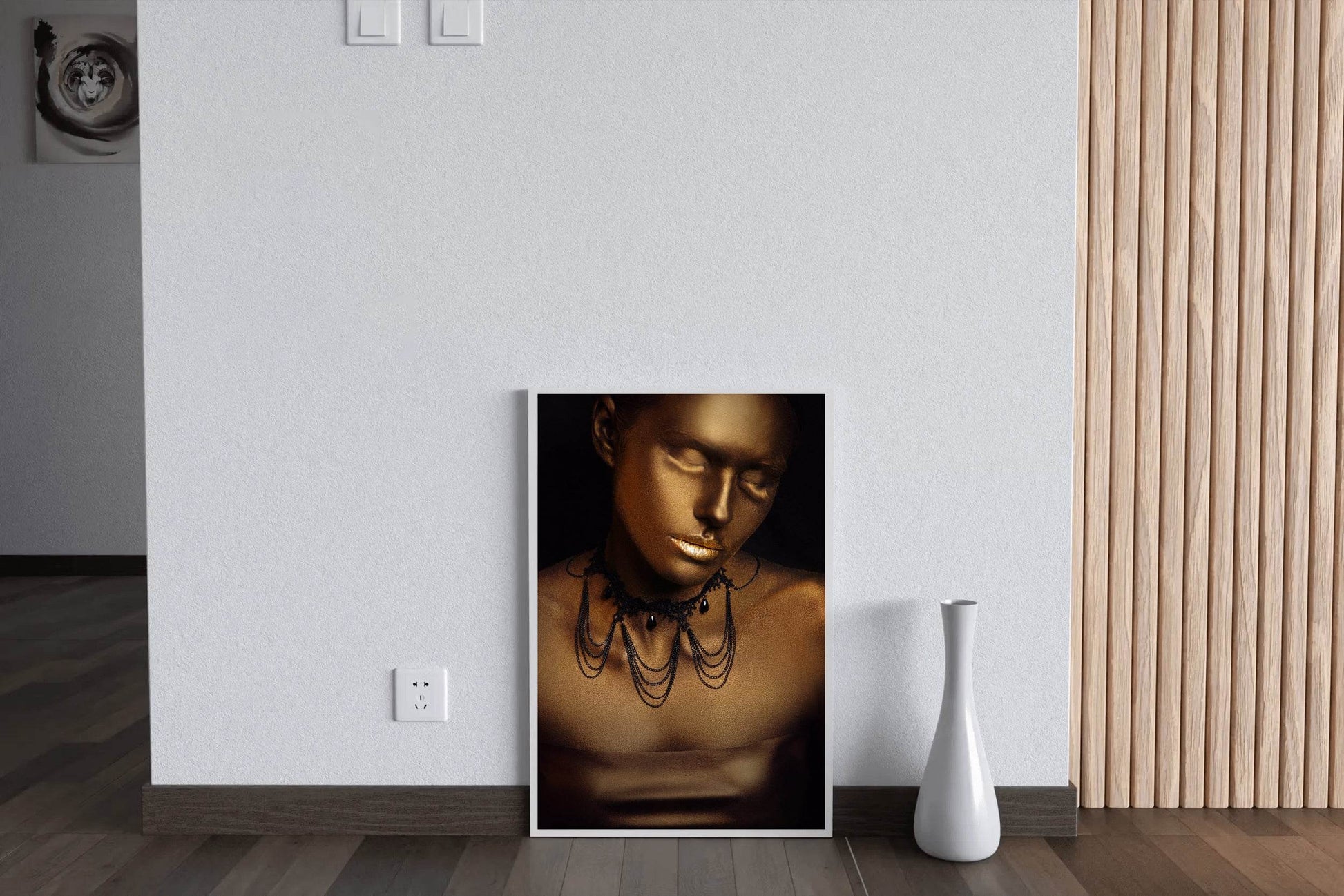 Golden Bust Of a Sleeping Person Wall Art - beink online art store