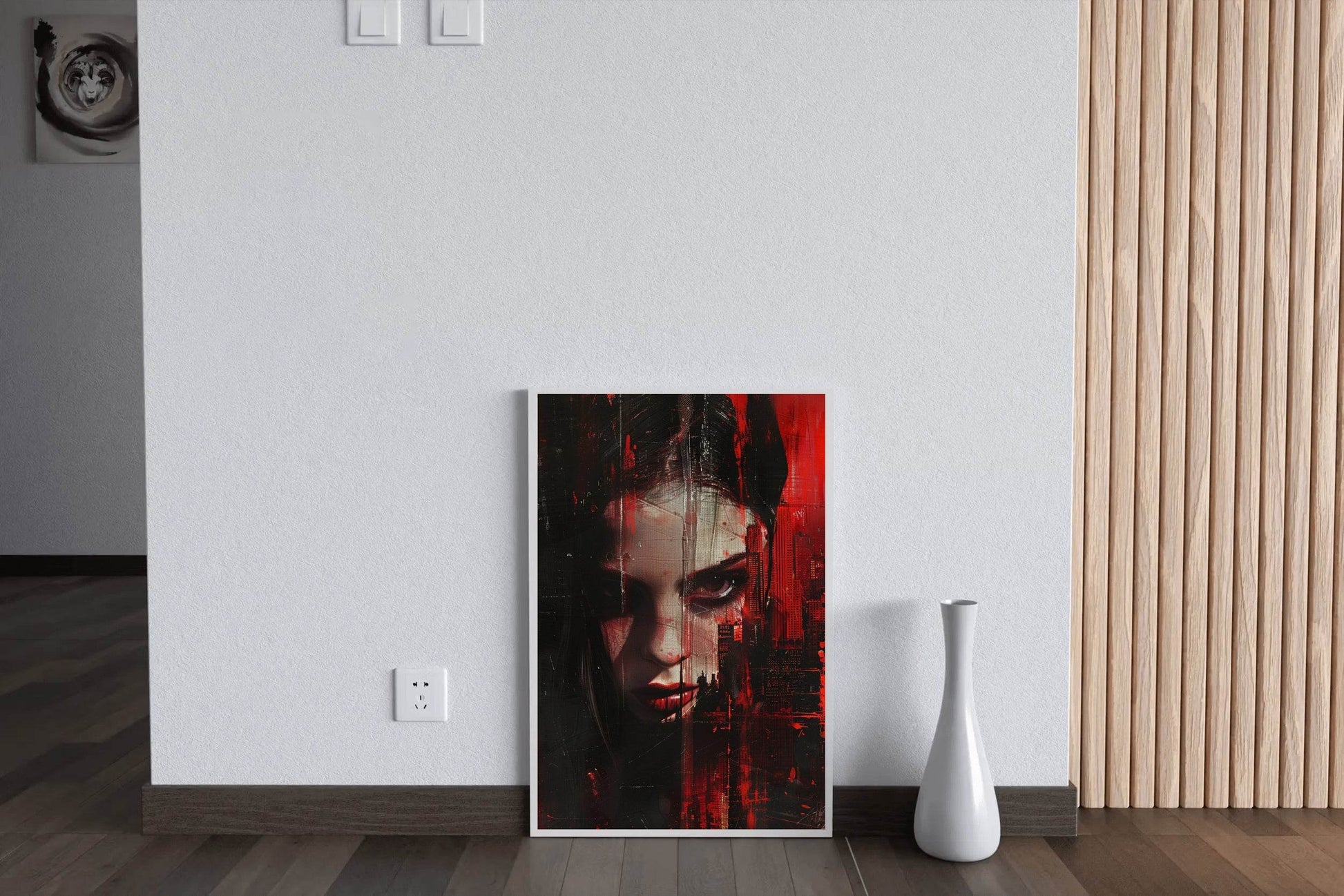Red Painting of Women Face Digital Art - beink online art store