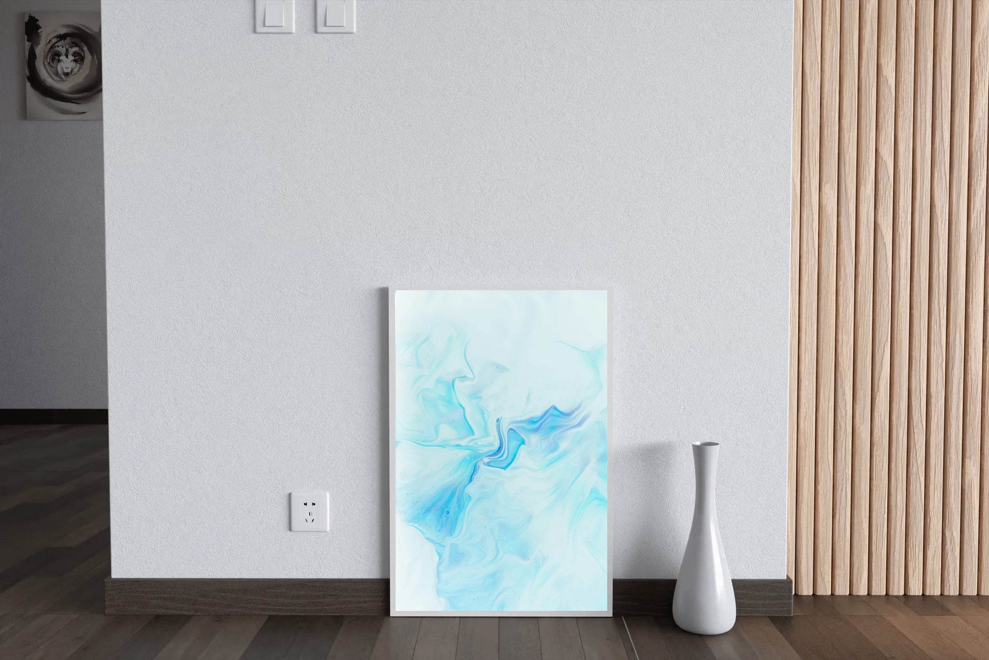 Cyan Color Oil Spread Abstract Wall Art - beink online art store
