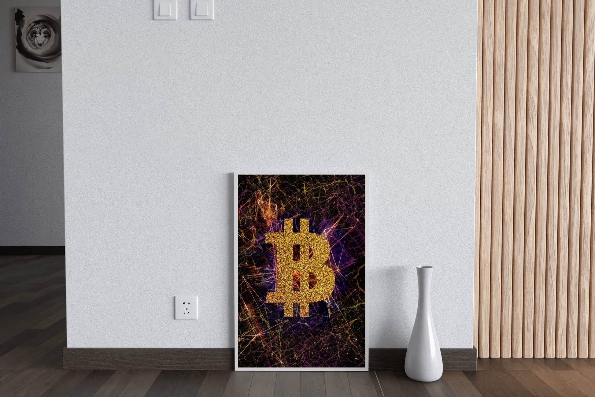 Abstract Bitcoin Golden Symbol Wall Art - beink online art store