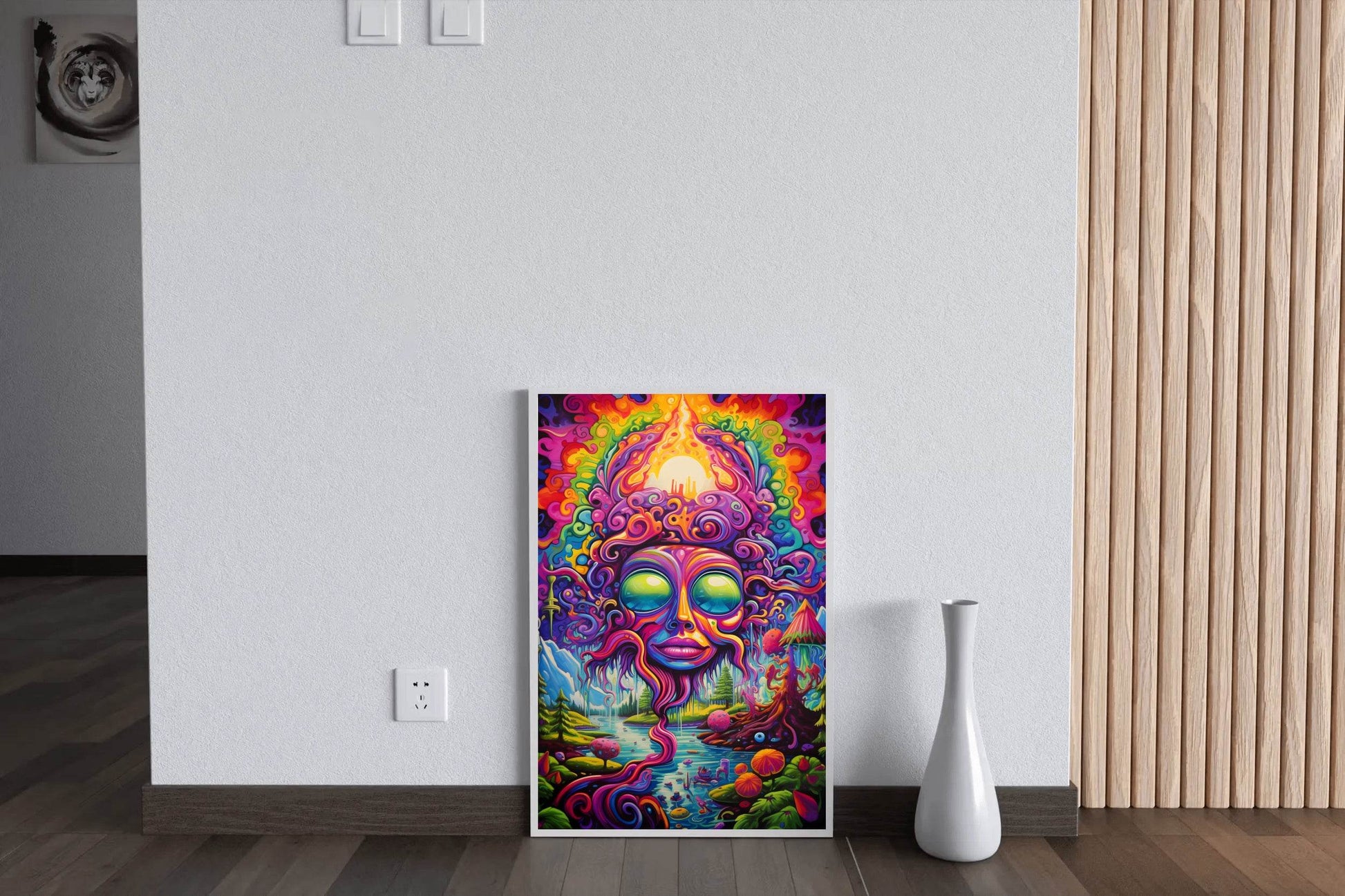 Painting of a Colorful Face Many Objects - beink online art store
