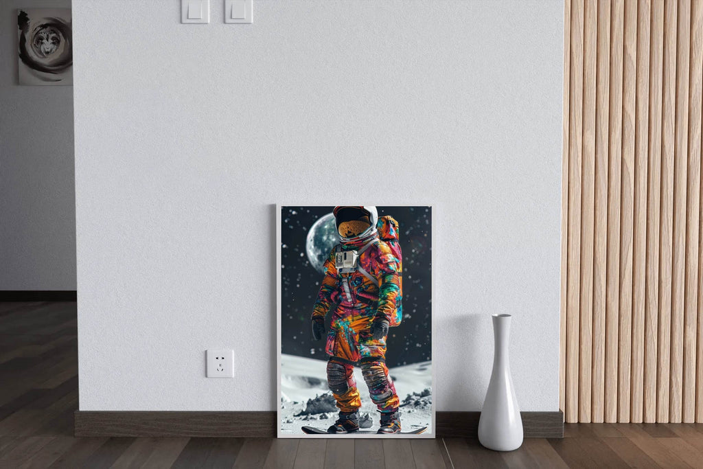 Astronaut colorful suit on moon Wall Art - beink online art store