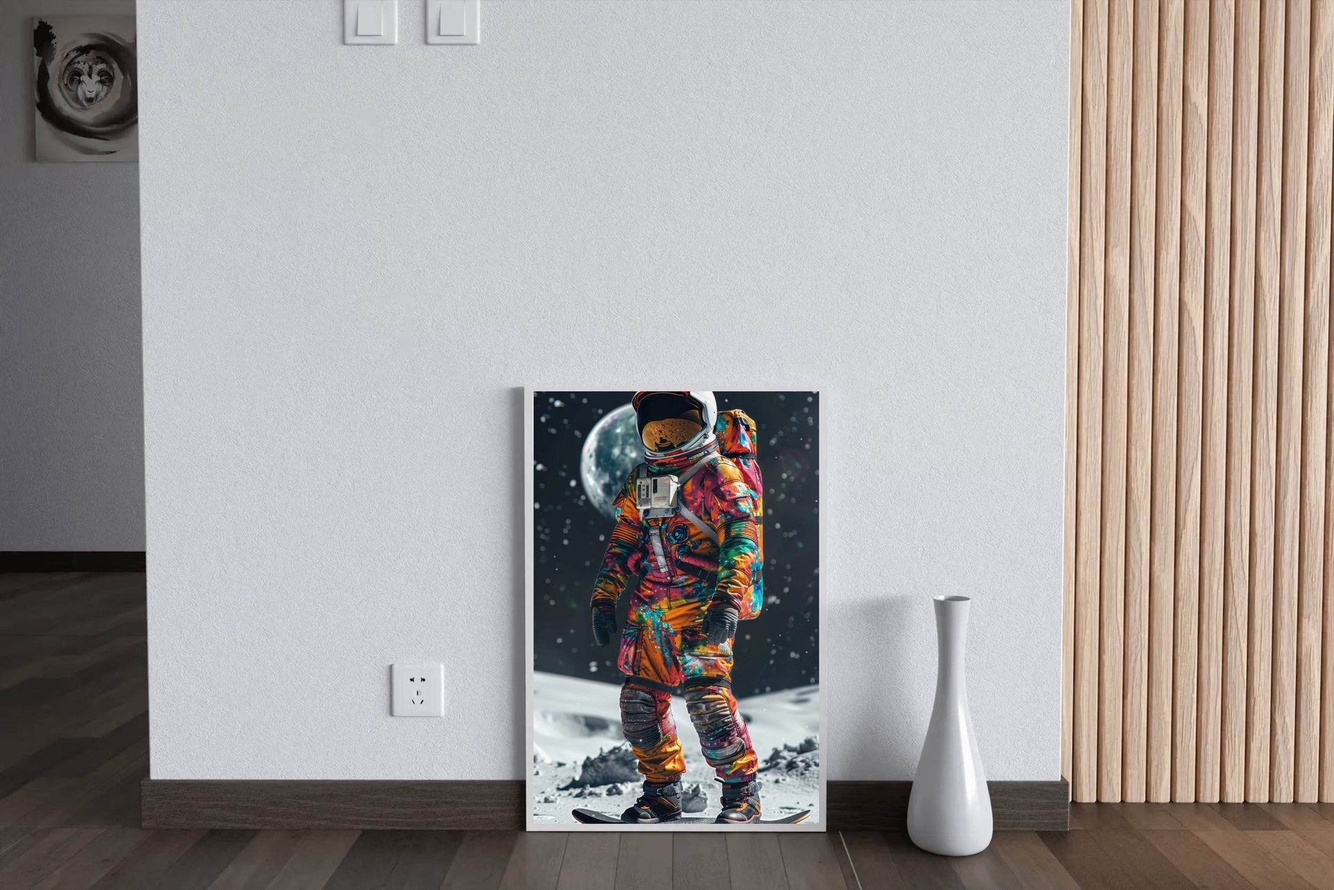 Astronaut colorful suit on moon Wall Art - beink online art store