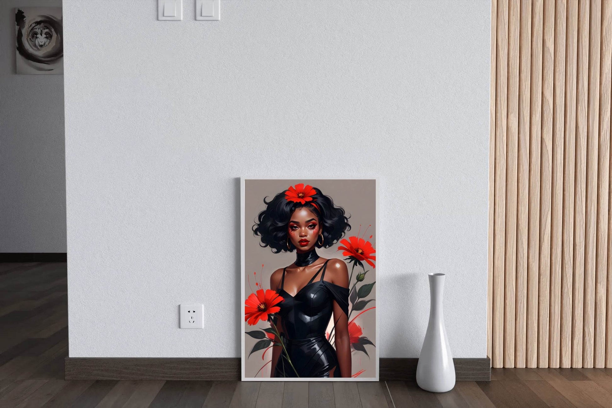Floral Elegance Bold Beauty in Black and Red Wall Art - beink online art store