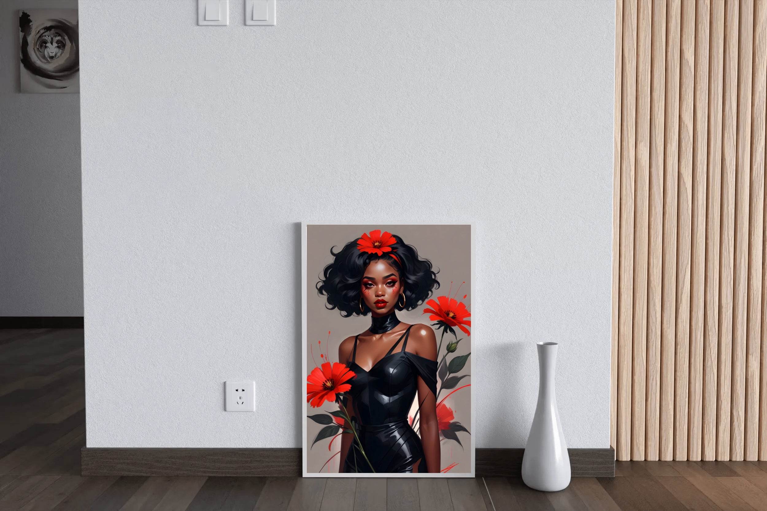 Floral Elegance Bold Beauty in Black and Red Wall Art - beink online art store