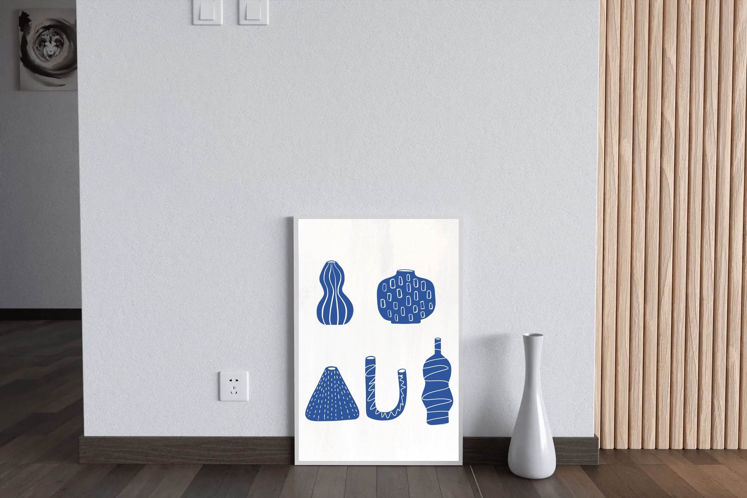 Blue Greek Vases Wall Art - beink online art store