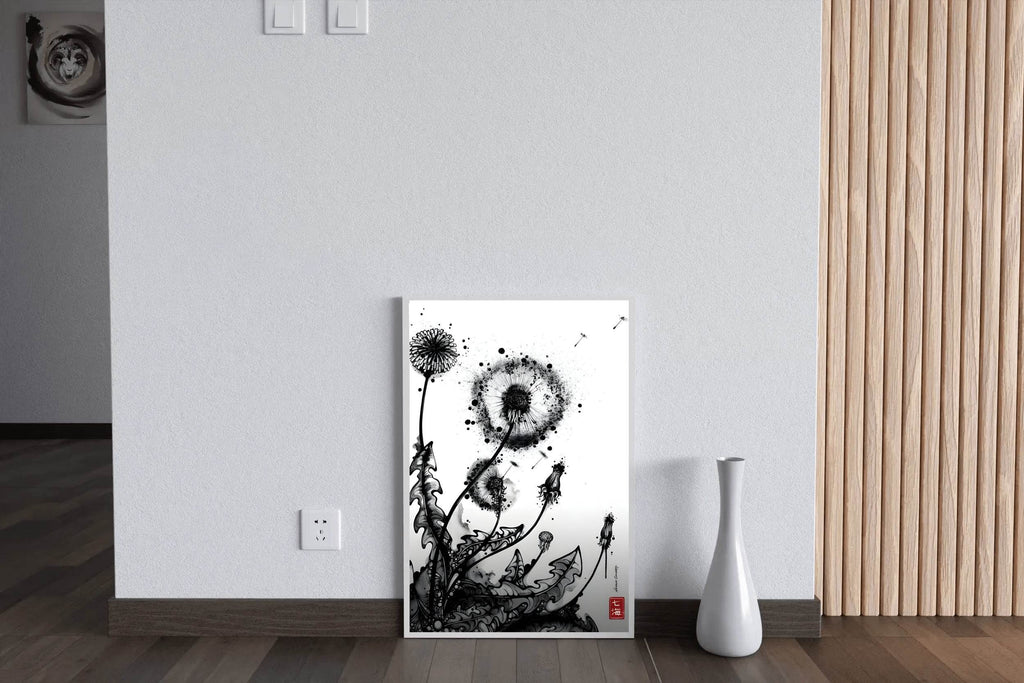 Striking Black Ink Illustration of Plant Wall Art - beink online art store