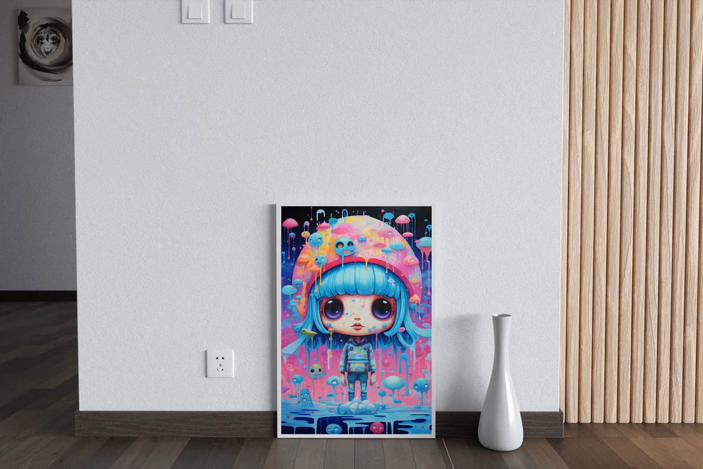 Fantasy Girl With Blue Hair Wall Art - beink online art store