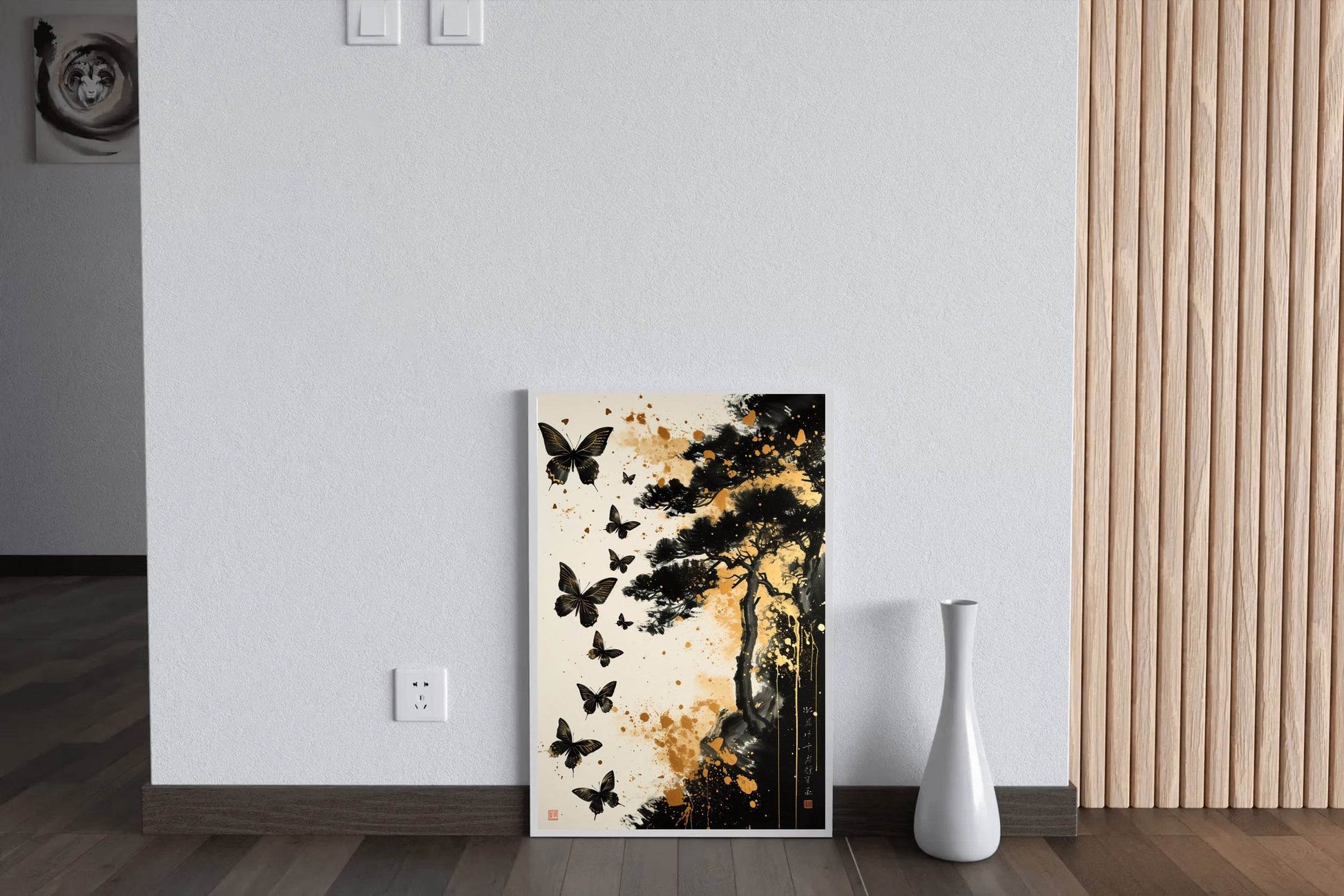 Painting Beautiful Black Butterflies Wall Art - beink online art store