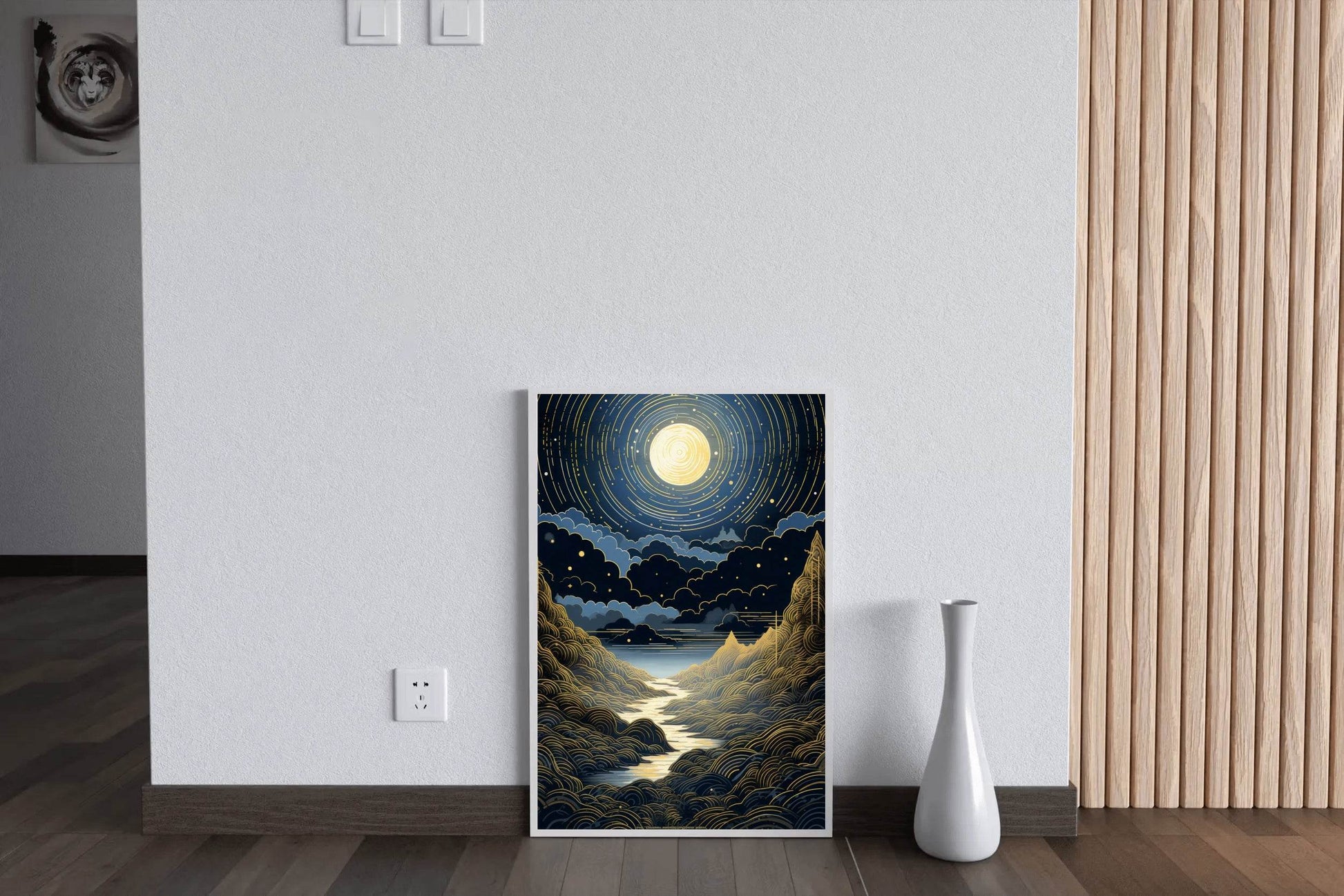 Starry Night Sky With Mountains And Stars Wall Art - beink online art store