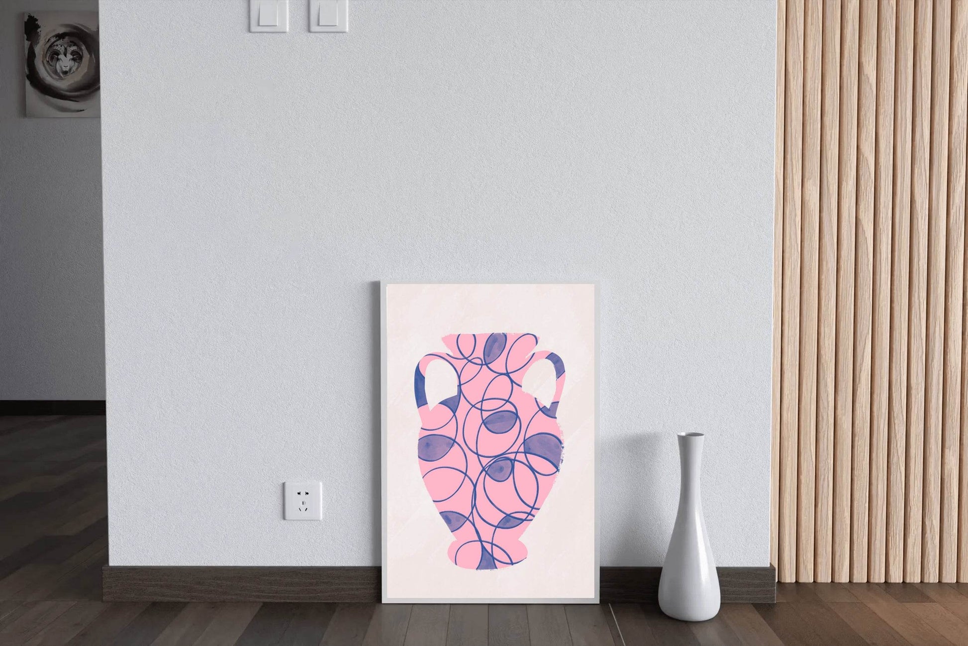 Pink And Blue Vase With Handle Wall Art - beink online art store