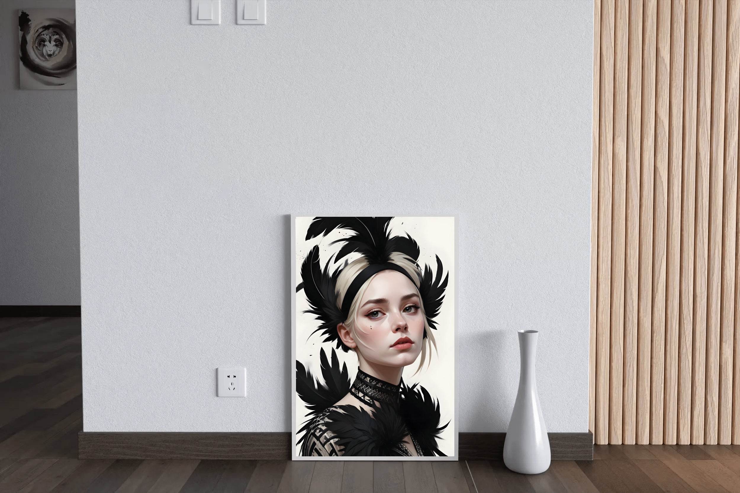 Lady with Blonde Hair feather Wall Art - beink online art store