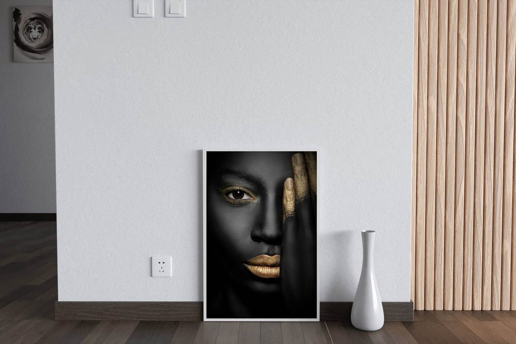 Black Woman With Golden Hourglass Wall Art - beink online art store