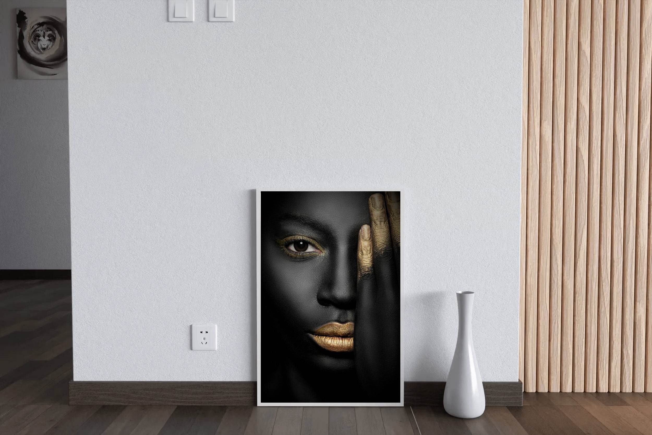 Black Woman With Golden Hourglass Wall Art - beink online art store
