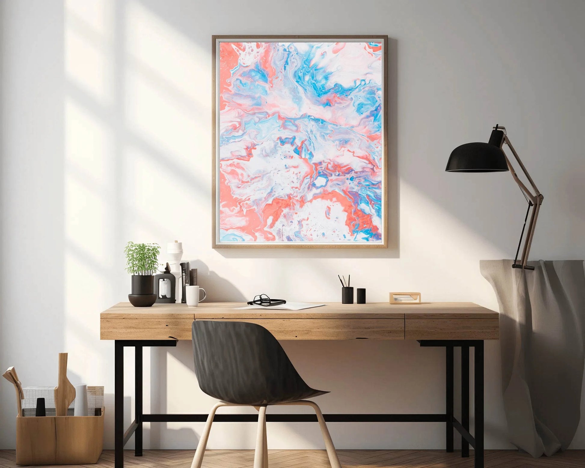 Spread of Aqua Pink Oil Paint Abstract Wall Art - beink online art store