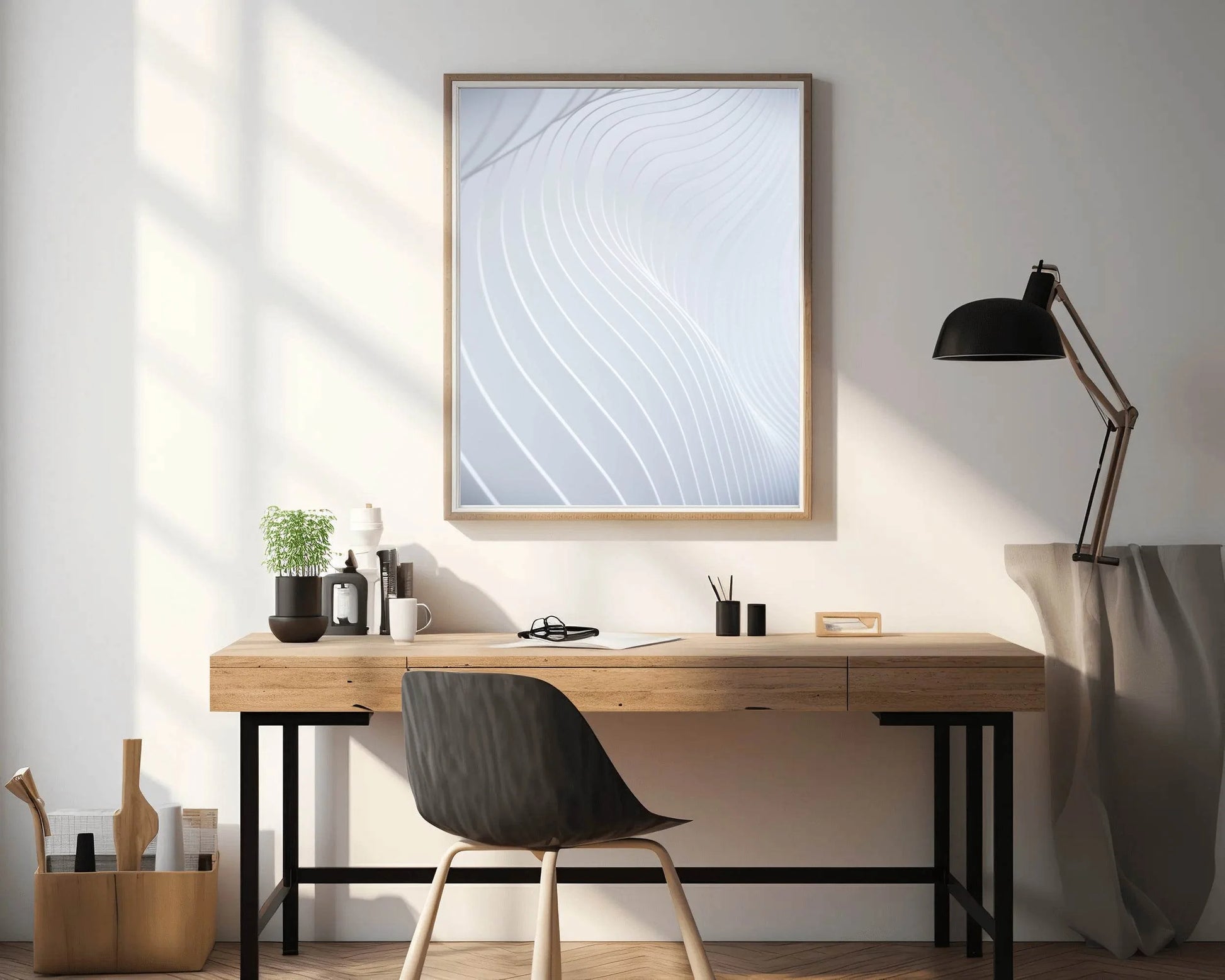 White Technology Waves Abstract Wall Art - beink online art store