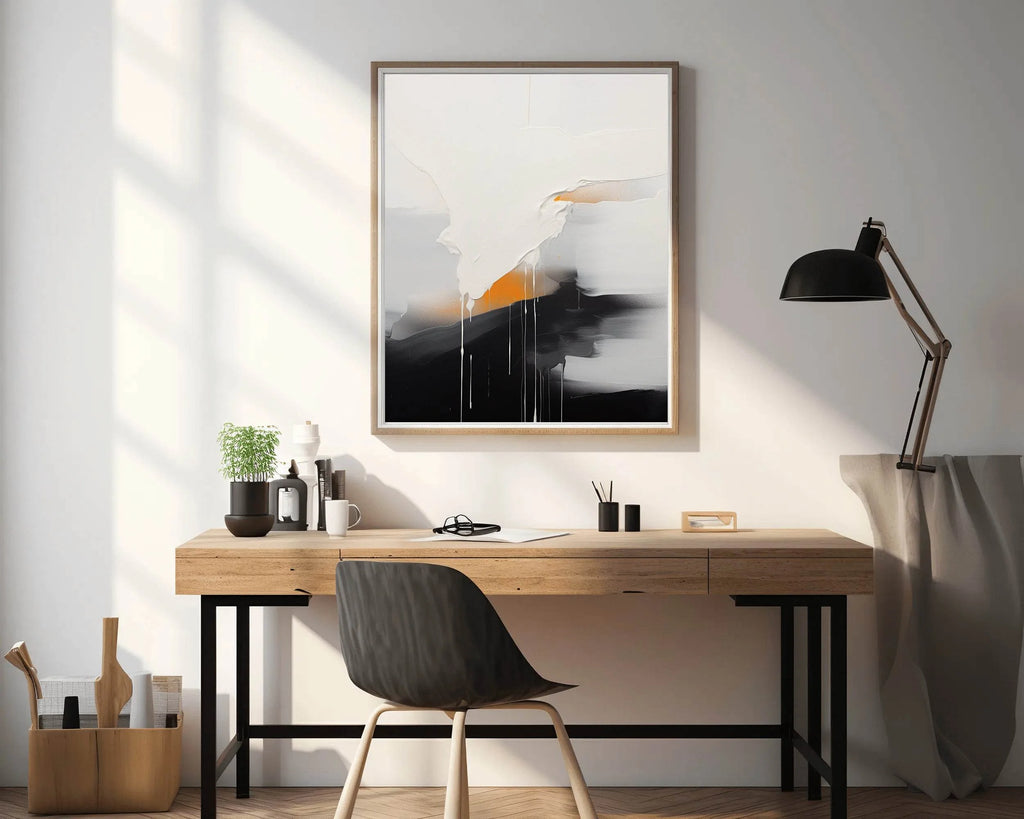 Black and White Brush Stroke Abstract Wall Art - beink online art store