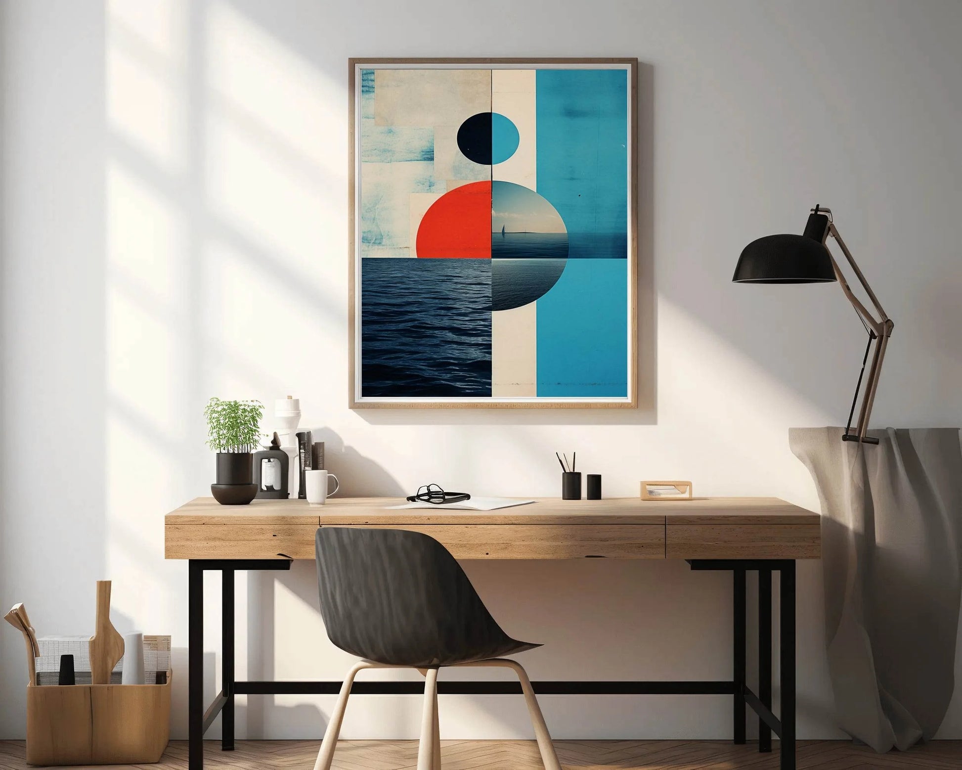 Creative Geometric Shapes With Sea Abstract Wall Art - beink online art store