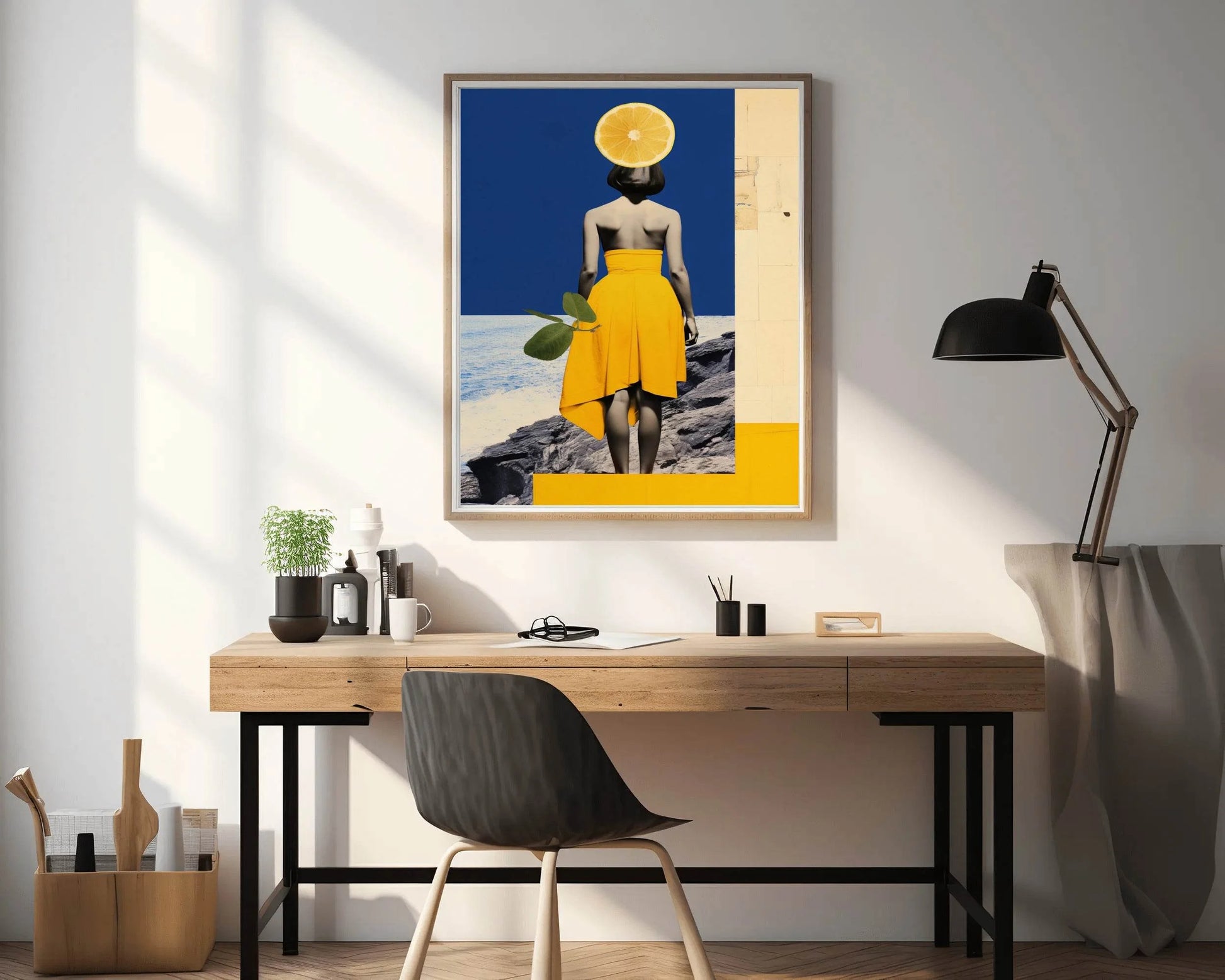 Girl Standing On a Rock Near Sea Abstract Wall Art - beink online art store