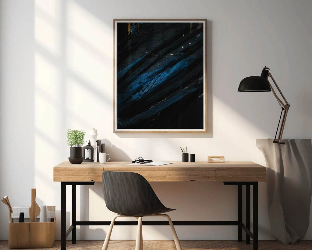 Night View on Mountain with Blue Light Abstract Wall Art - beink online art store