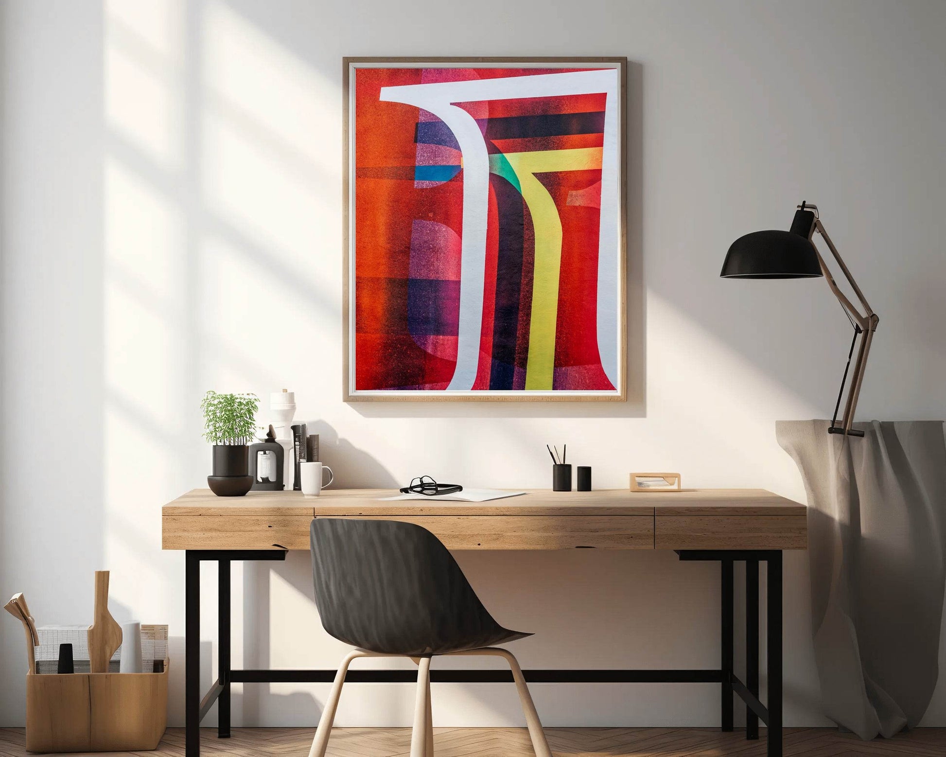 Colorful Red Background Abstract Wall Art - beink online art store