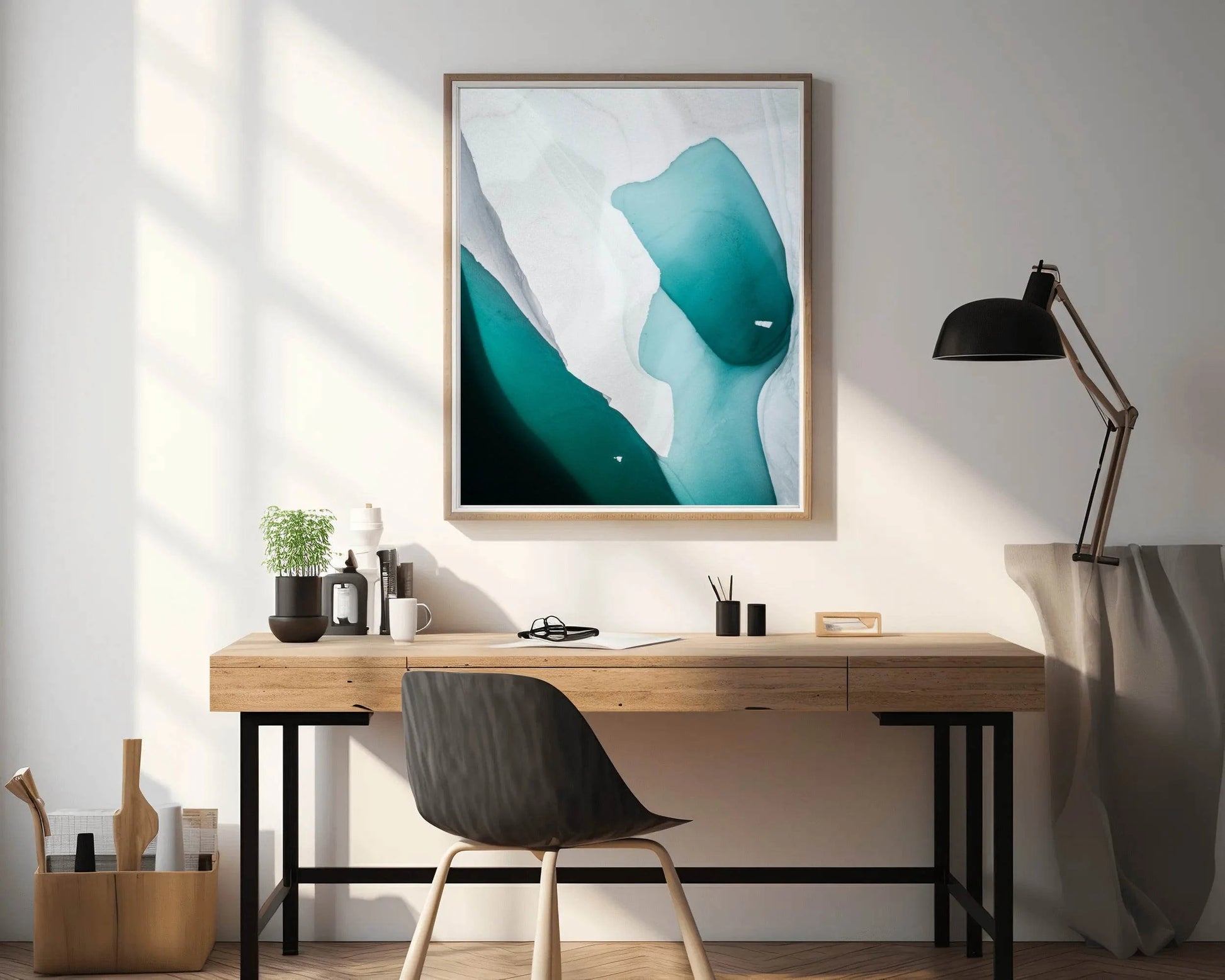 Green Water Color With White Background Abstract Wall Art - beink online art store