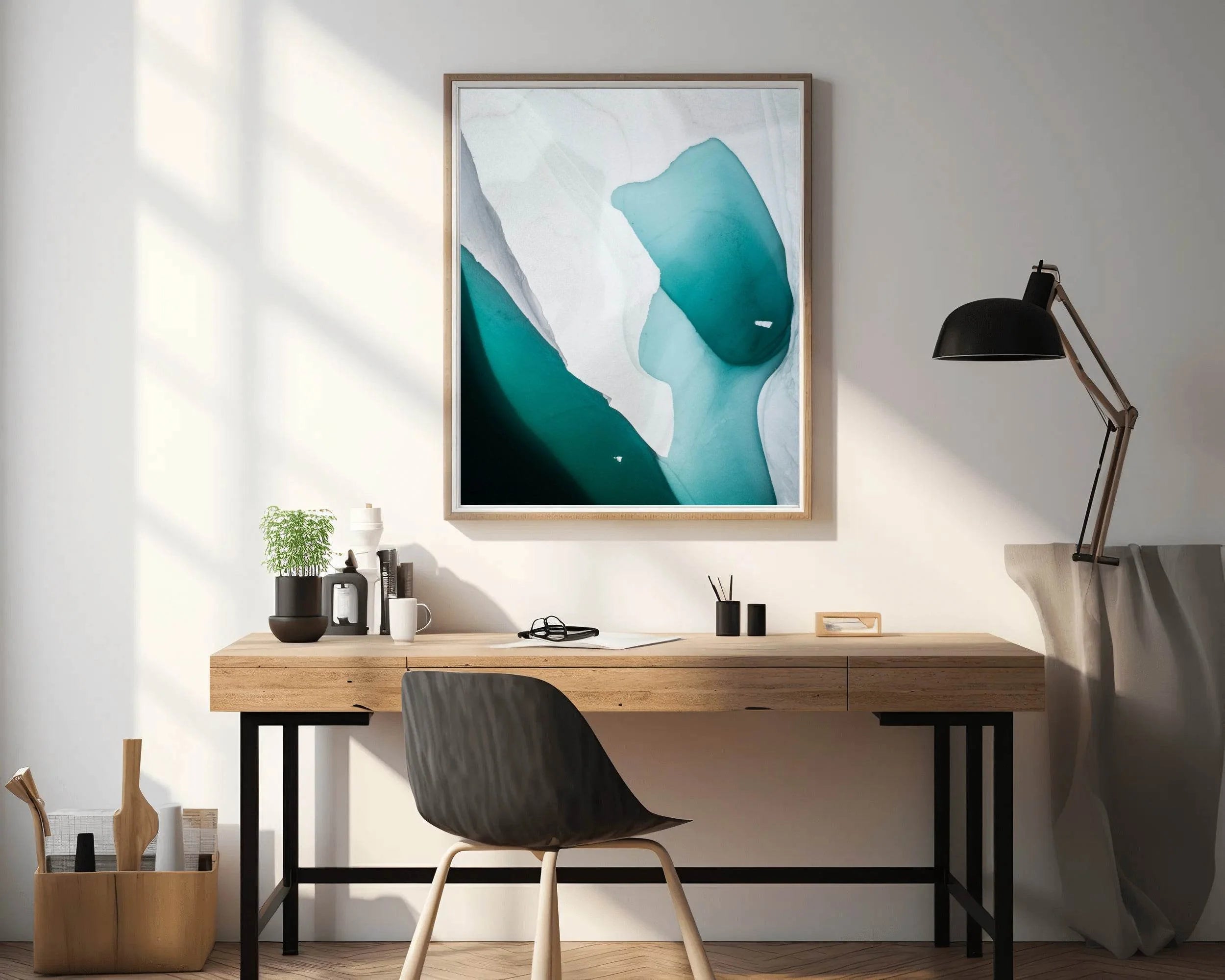 Green Water Color With White Background Abstract Wall Art - beink online art store