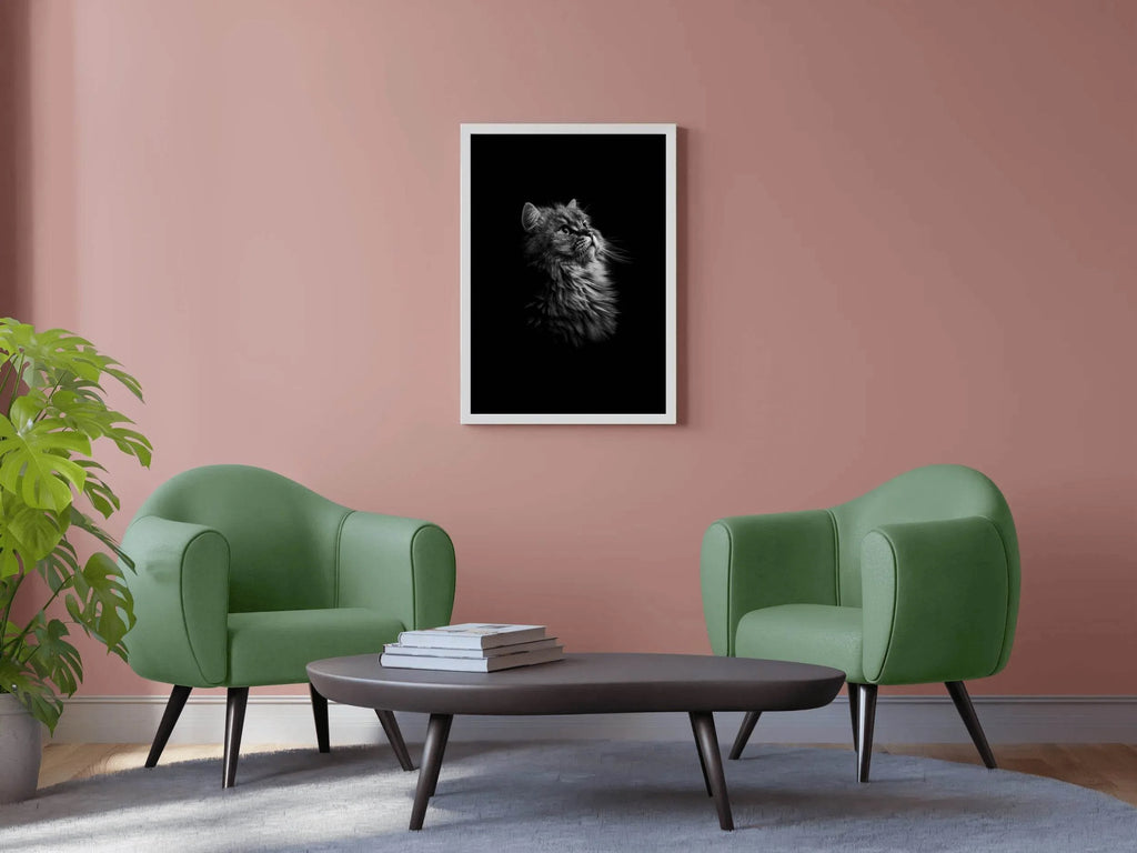 Maine Coon Cat Black & White Wall Art - beink online art store
