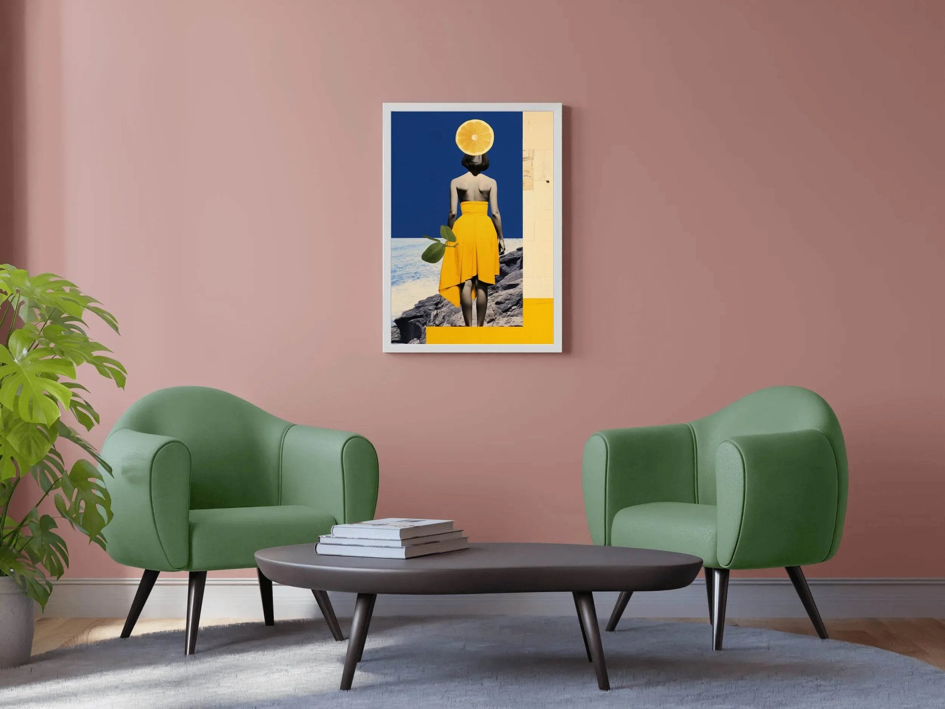 Girl Standing On a Rock Near Sea Abstract Wall Art - beink online art store