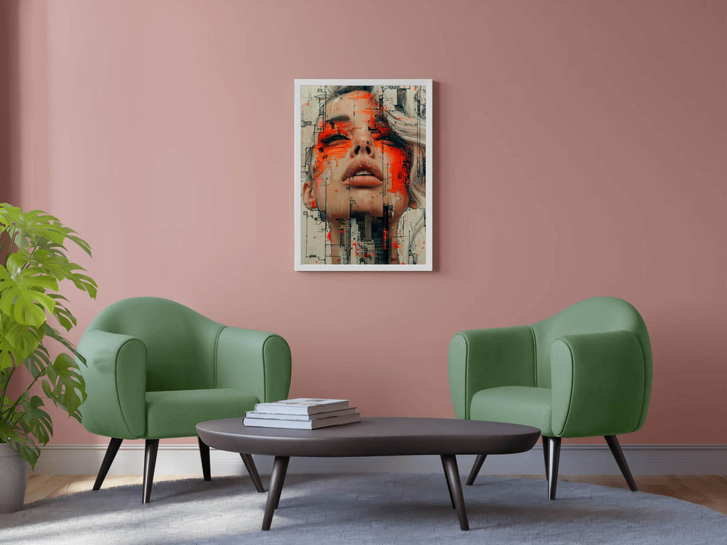 Women With Red Paint on Face Digital Art - beink online art store