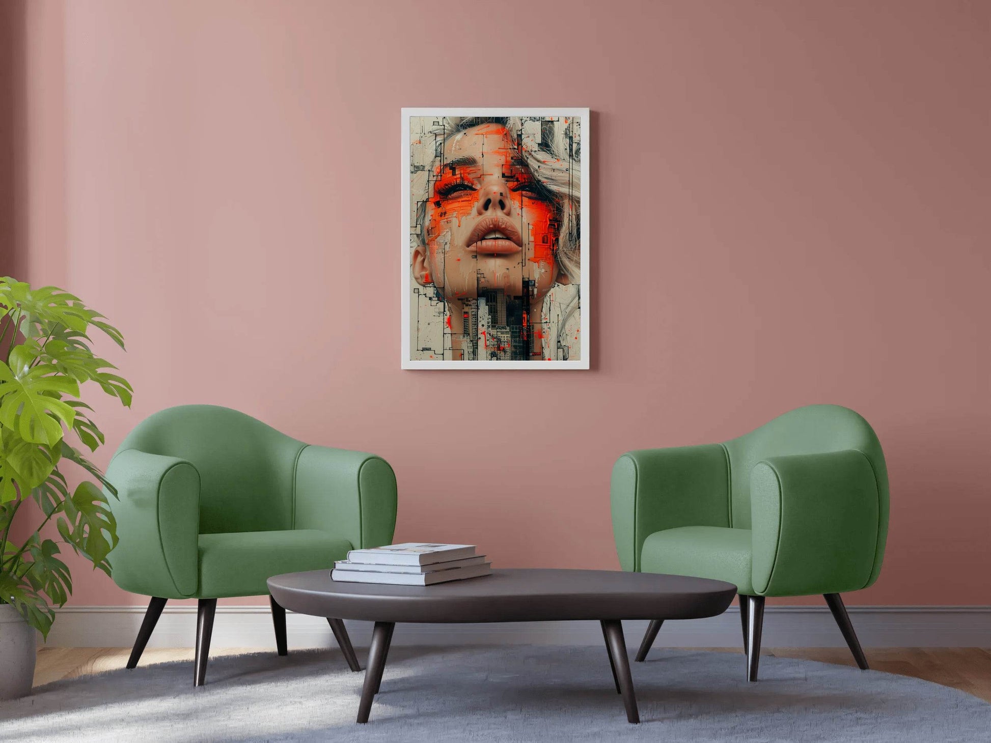Women With Red Paint on Face Digital Art - beink online art store