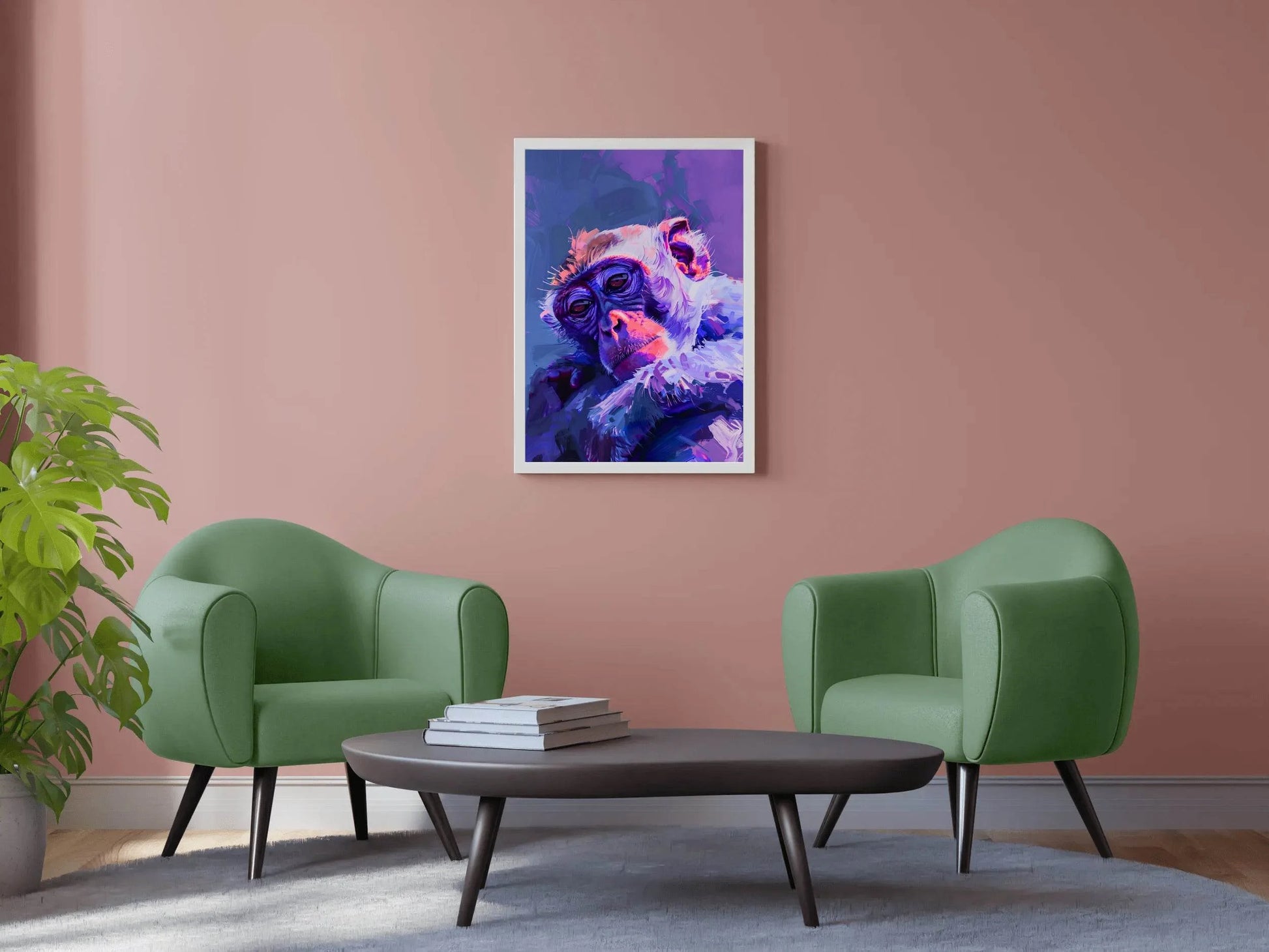 Purple Painting of Japanese Monkey - beink online art store
